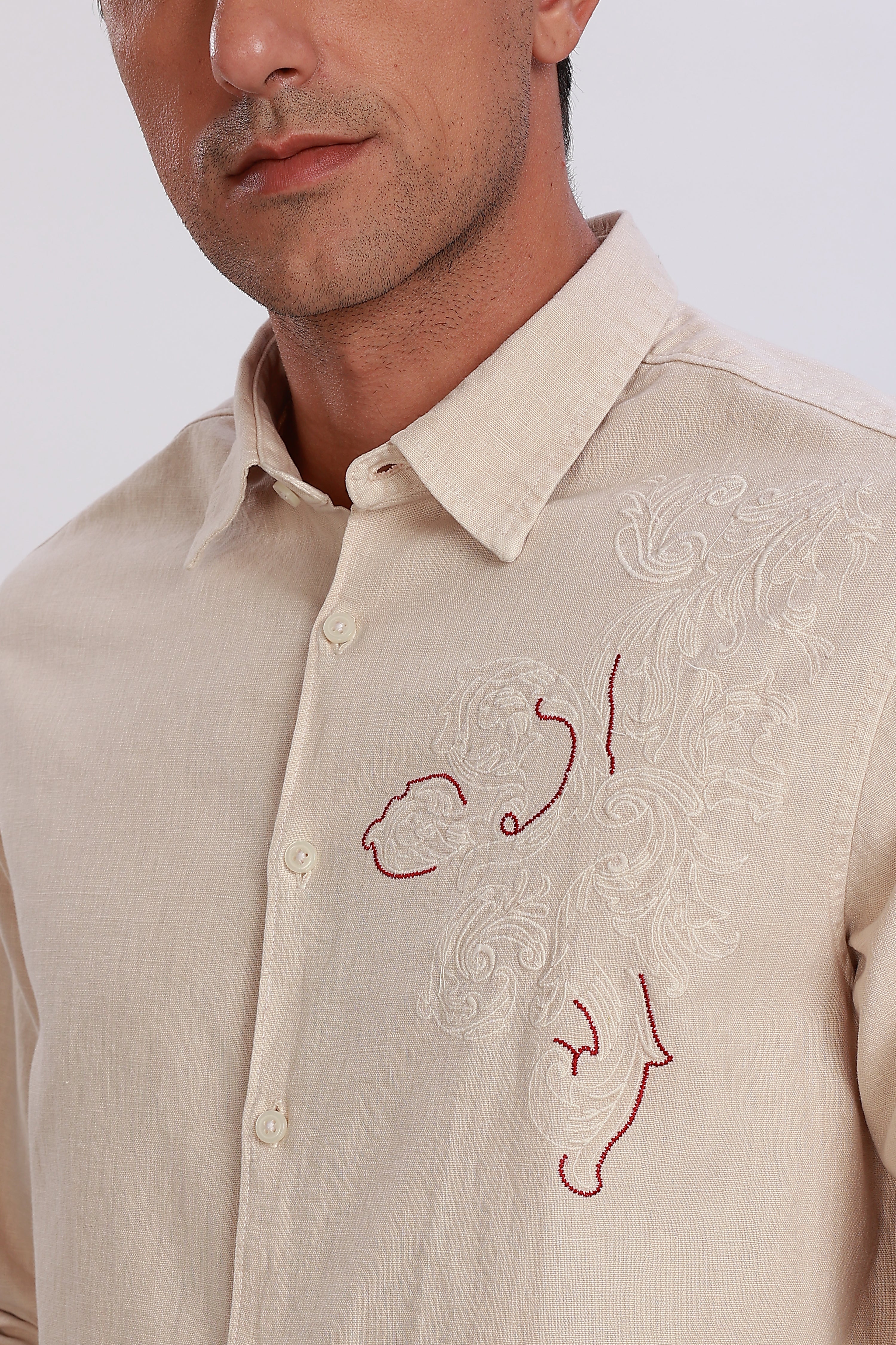 Handcrafted Linen Beige Shirt