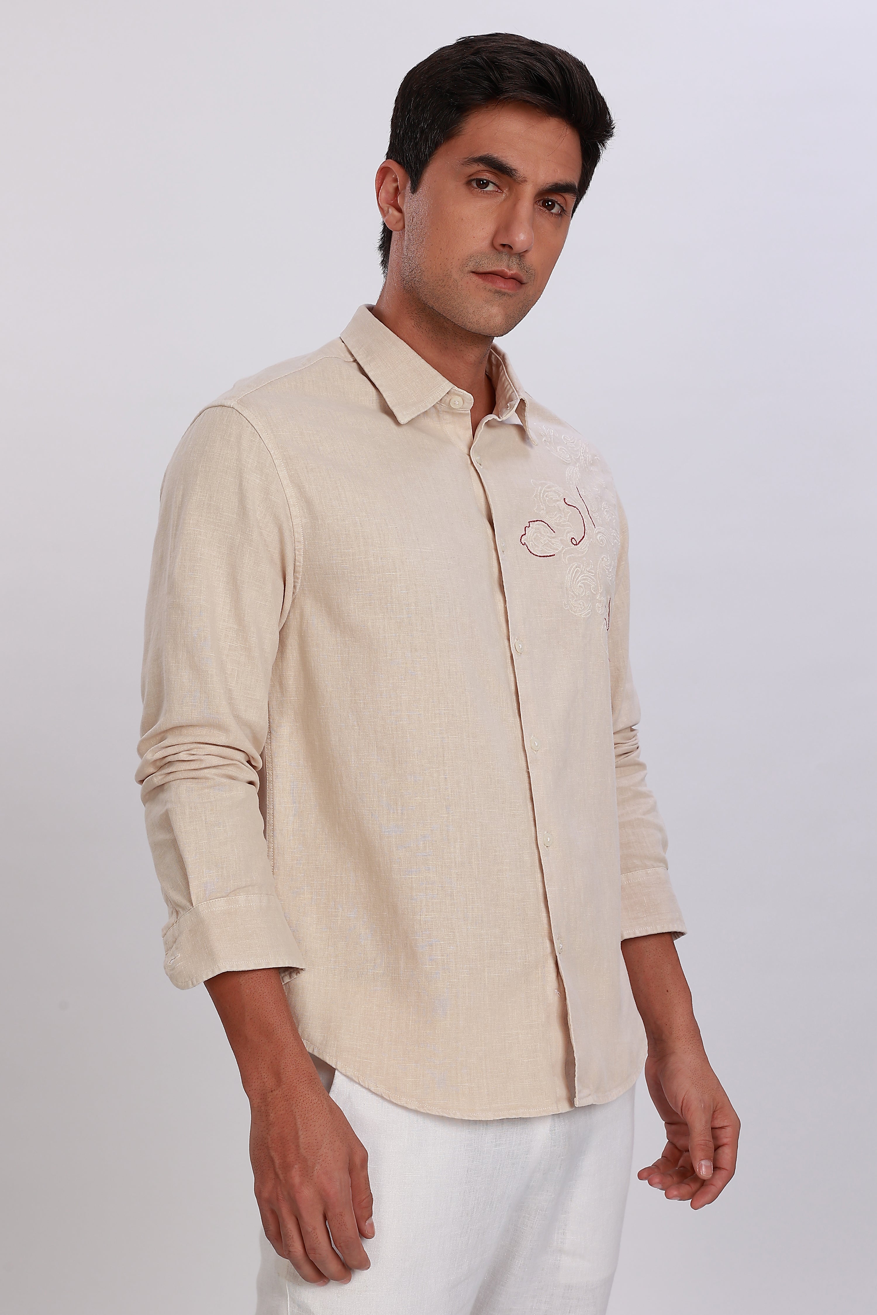 Handcrafted Linen Beige Shirt