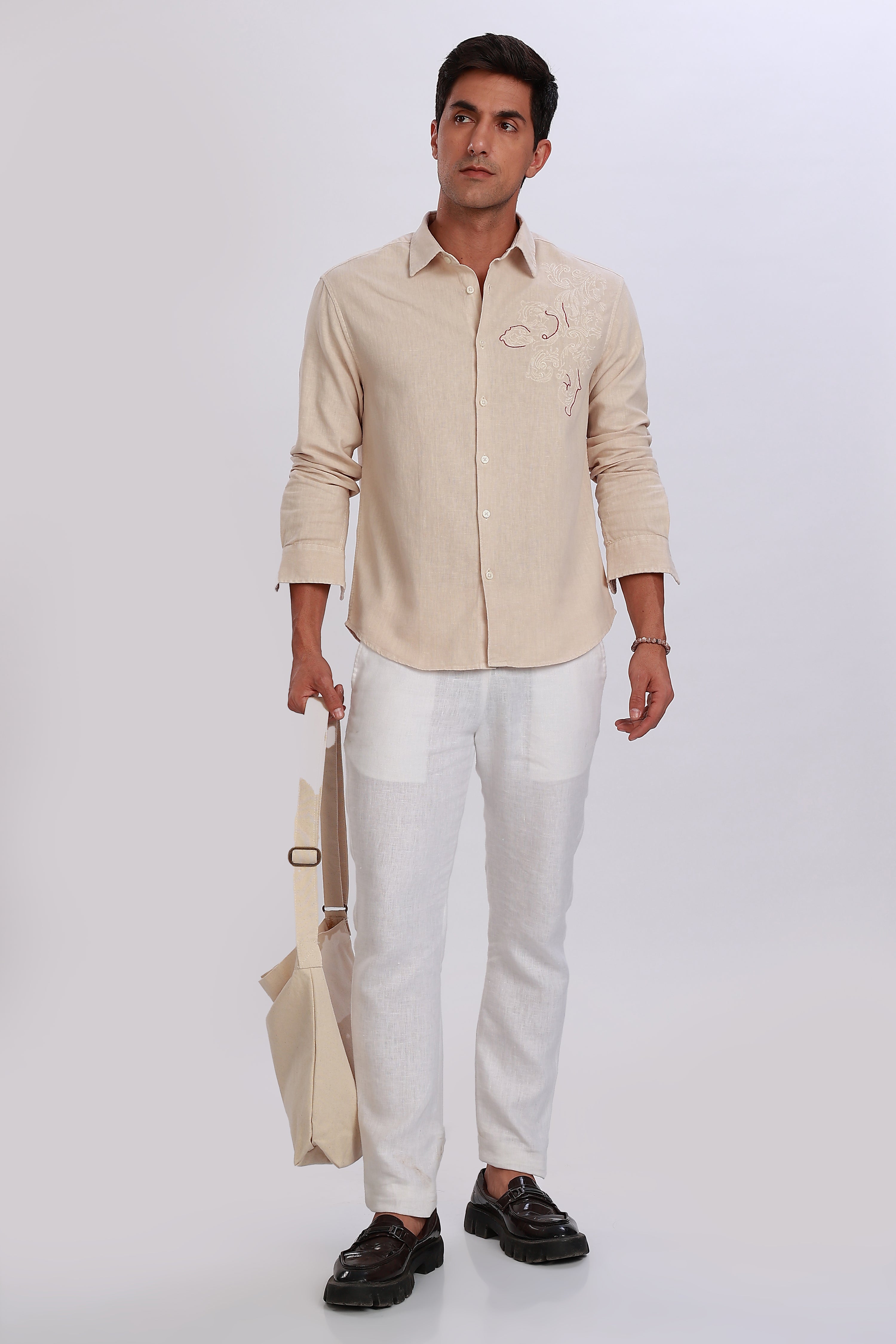 Handcrafted Linen Beige Shirt