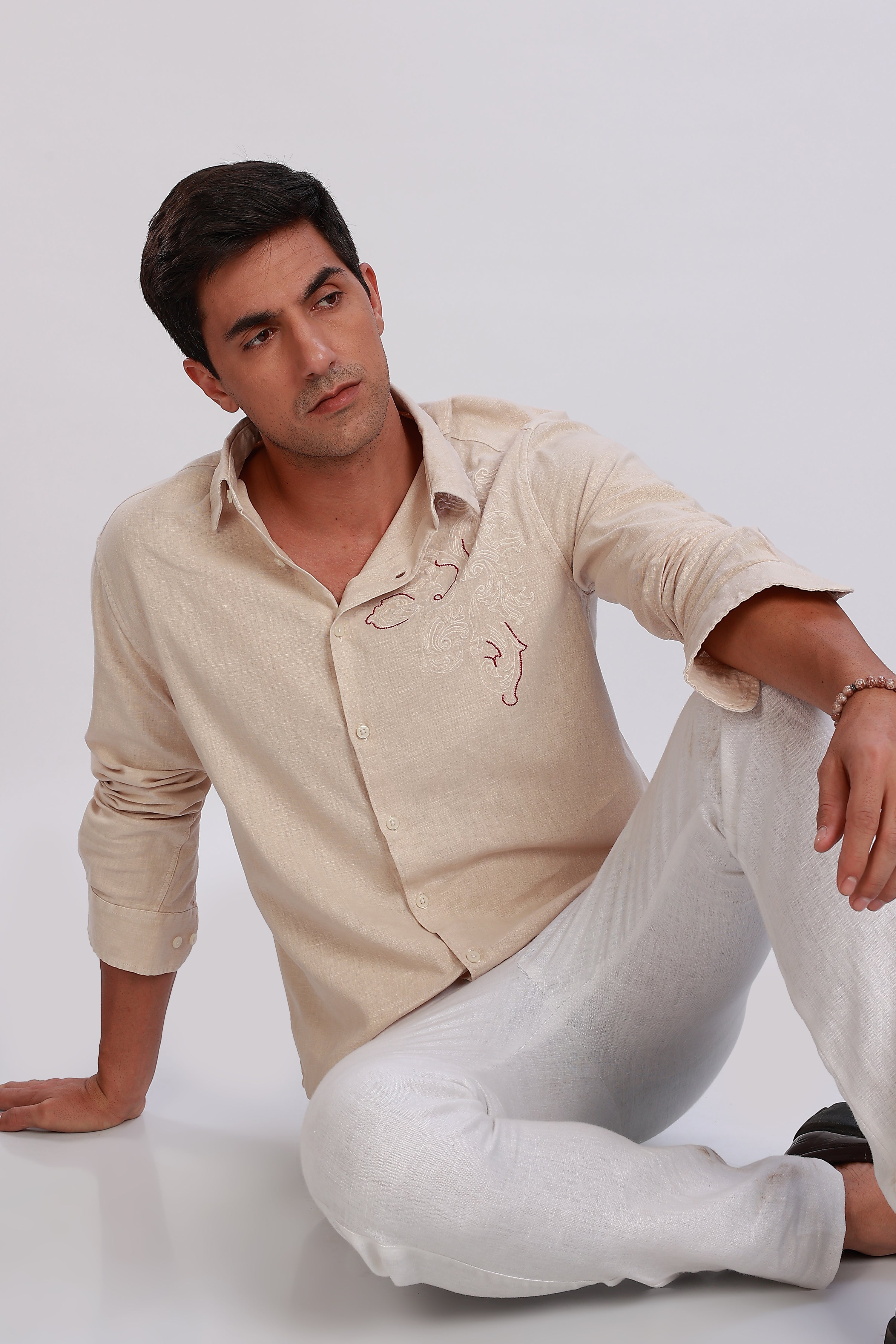 Handcrafted Linen Beige Shirt