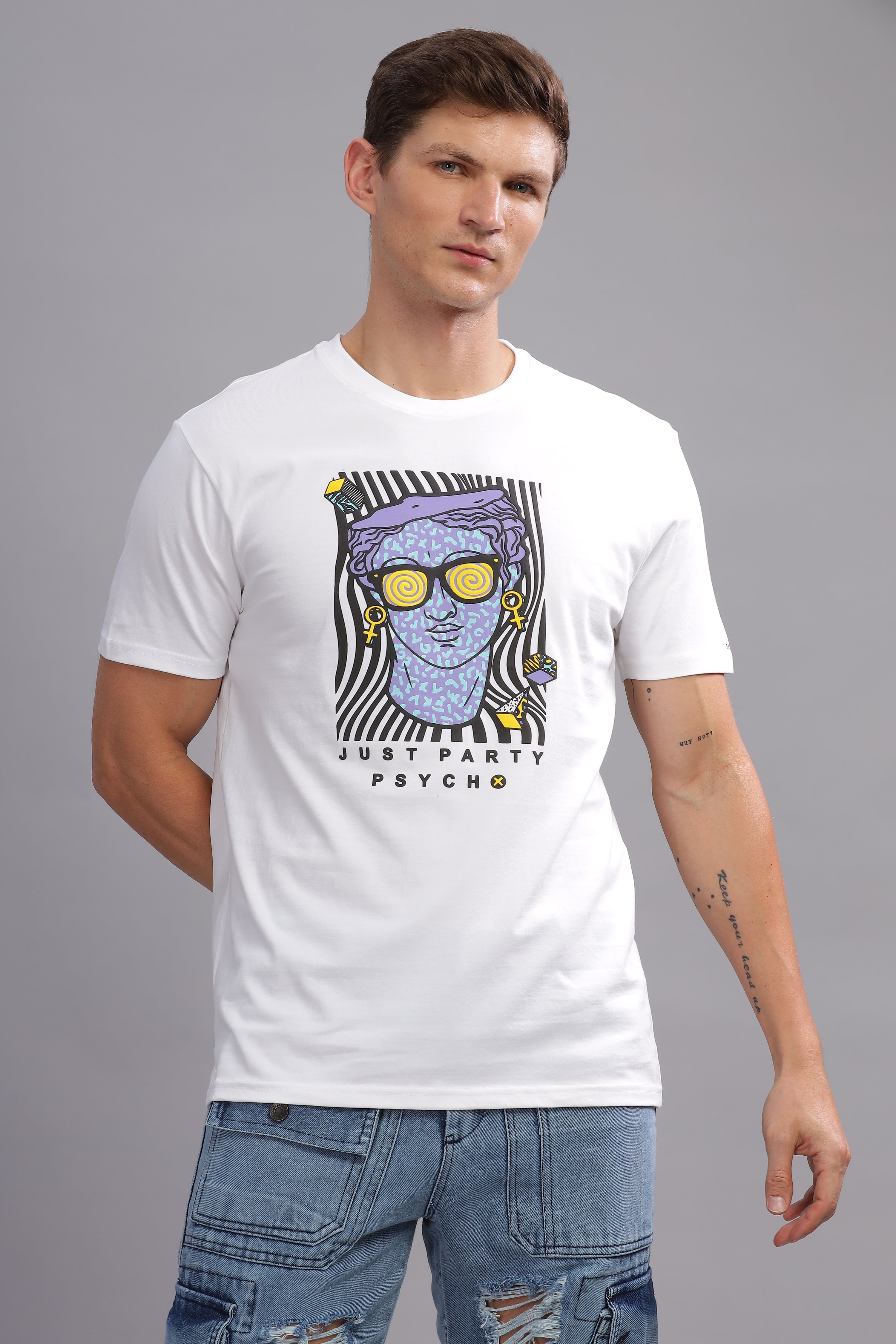 Just Party Psycho White Tshirt