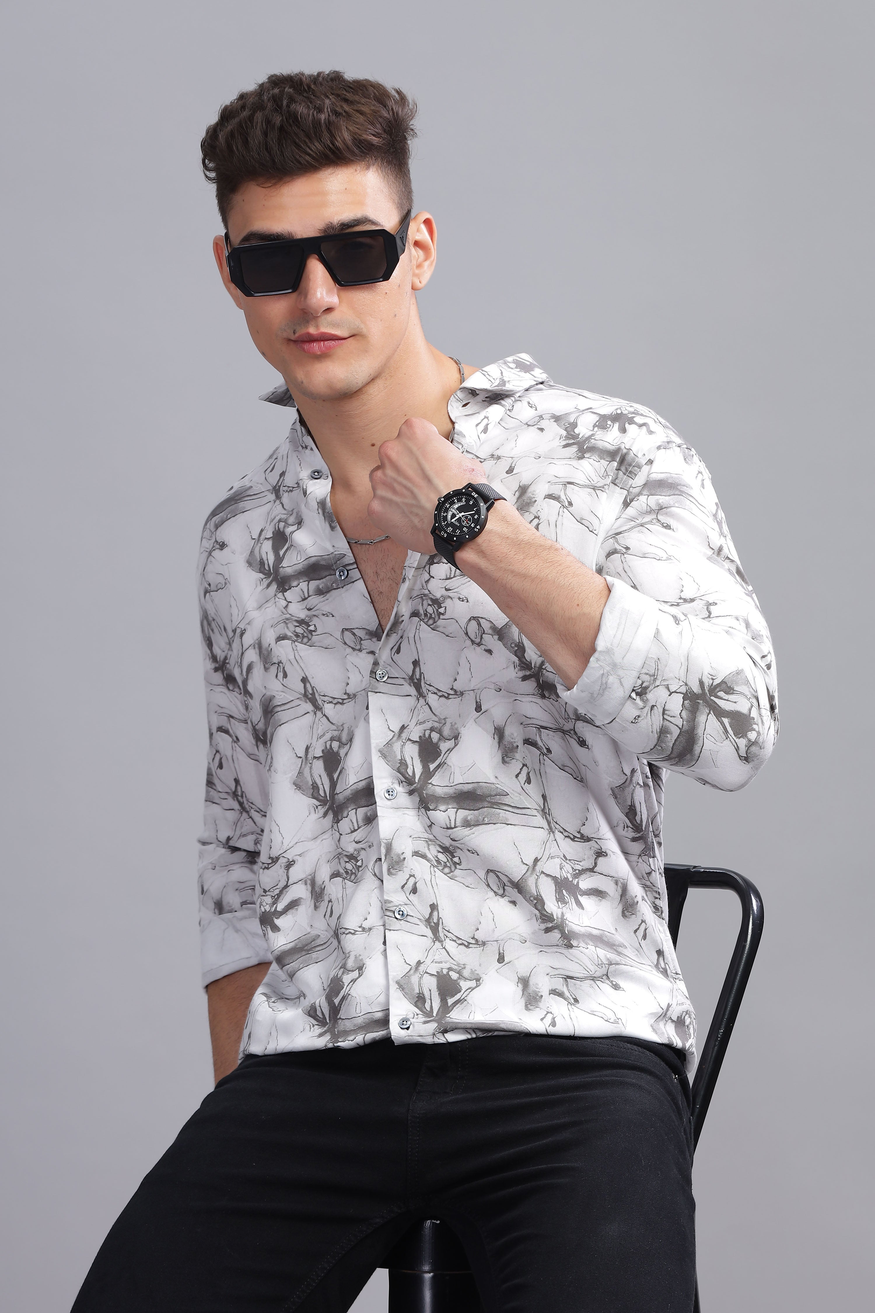 Celestial Abstract Print Full Sleeves Shirt