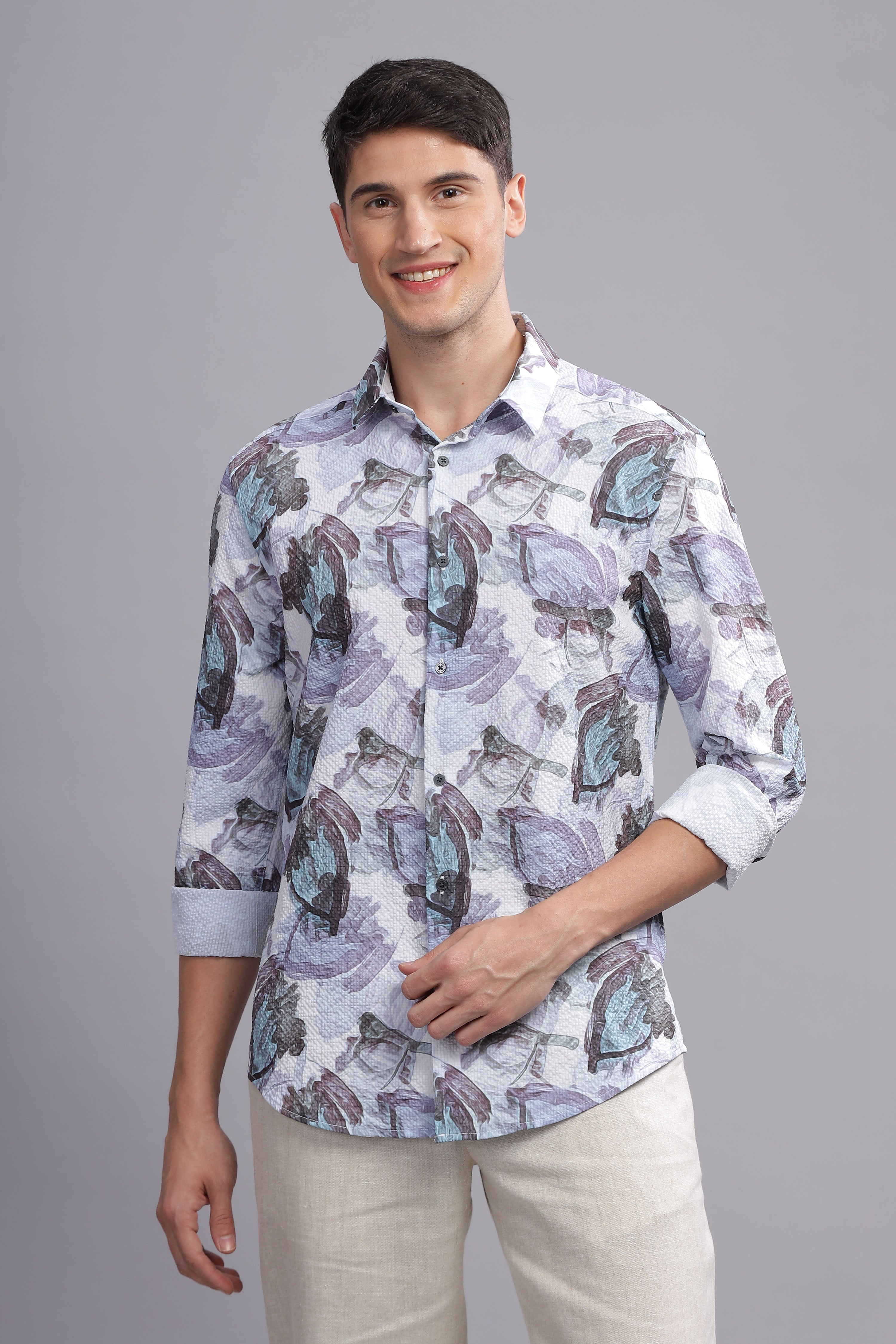 Spectrum Abstract Print Textured Shirt