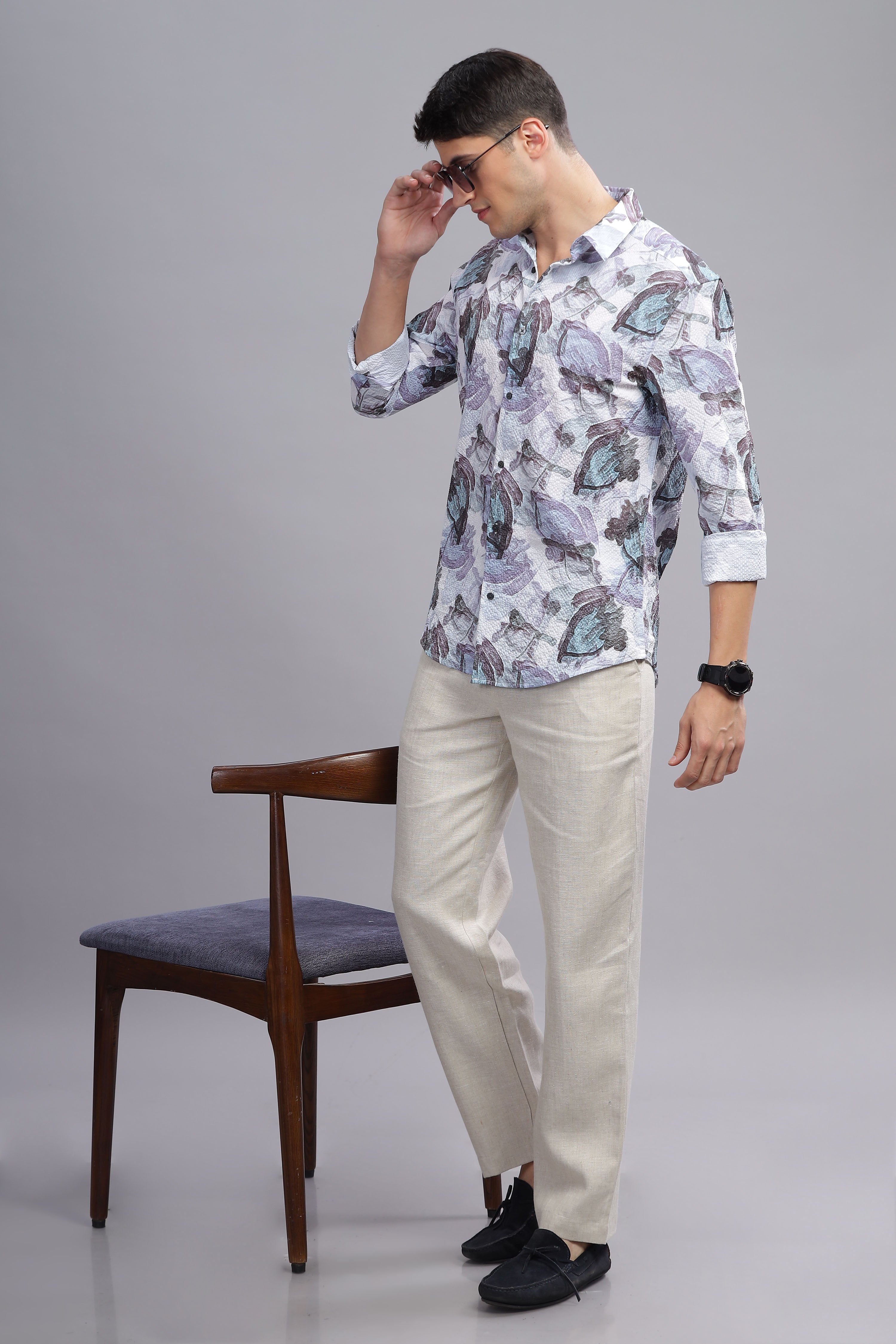 Spectrum Abstract Print Textured Shirt