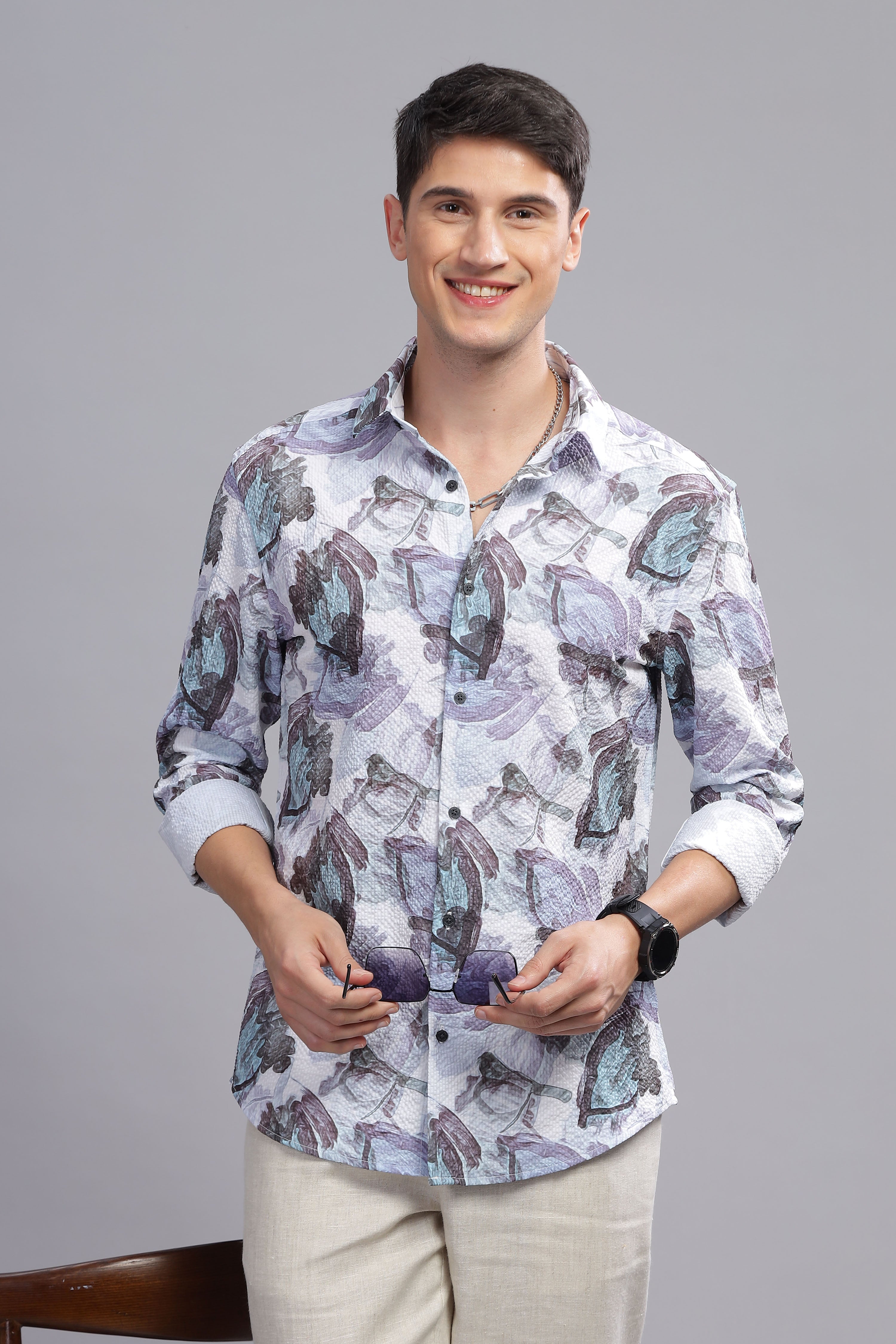 Spectrum Abstract Print Textured Shirt