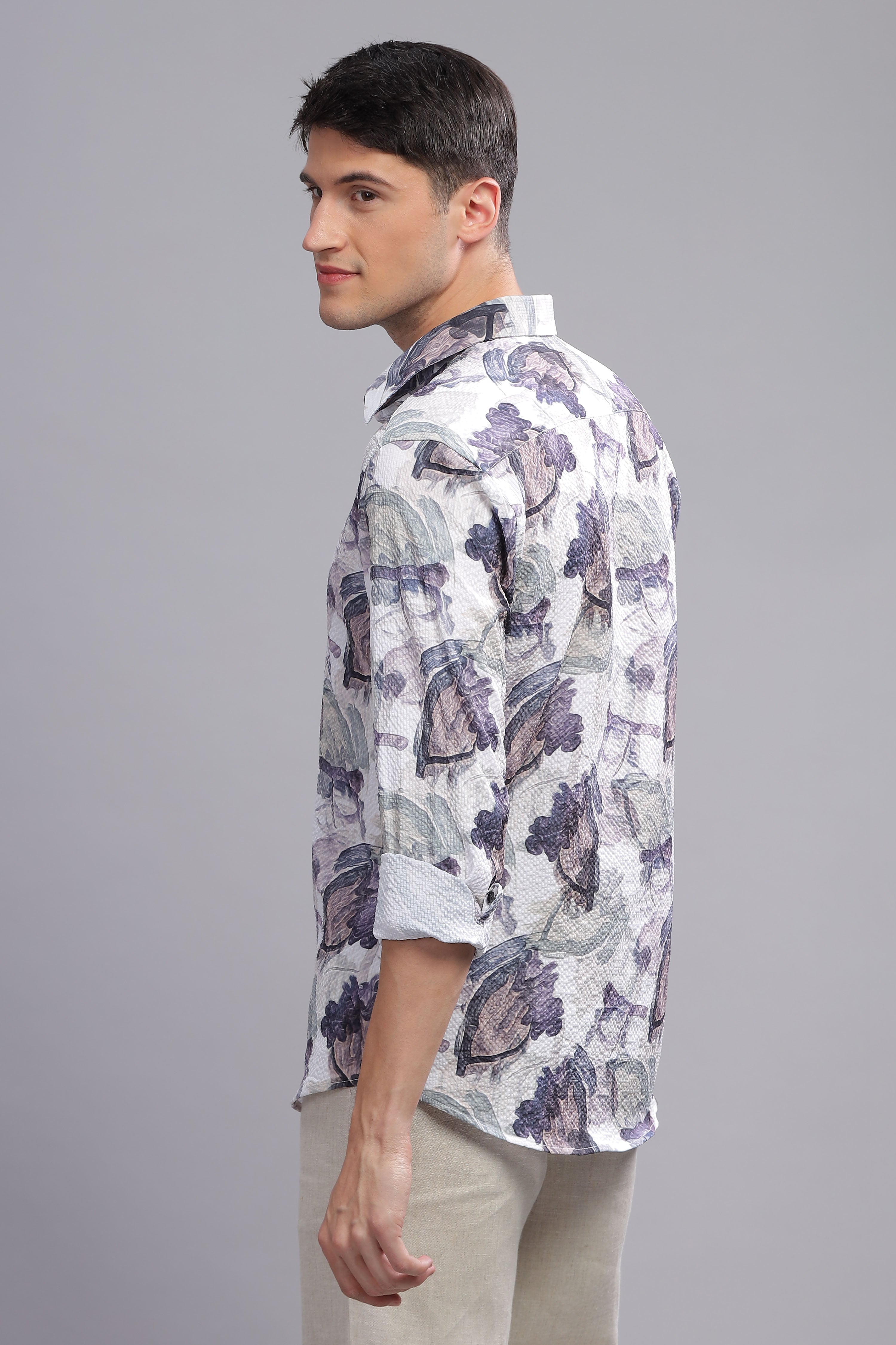 Elemental Abstract Print Textured Shirt