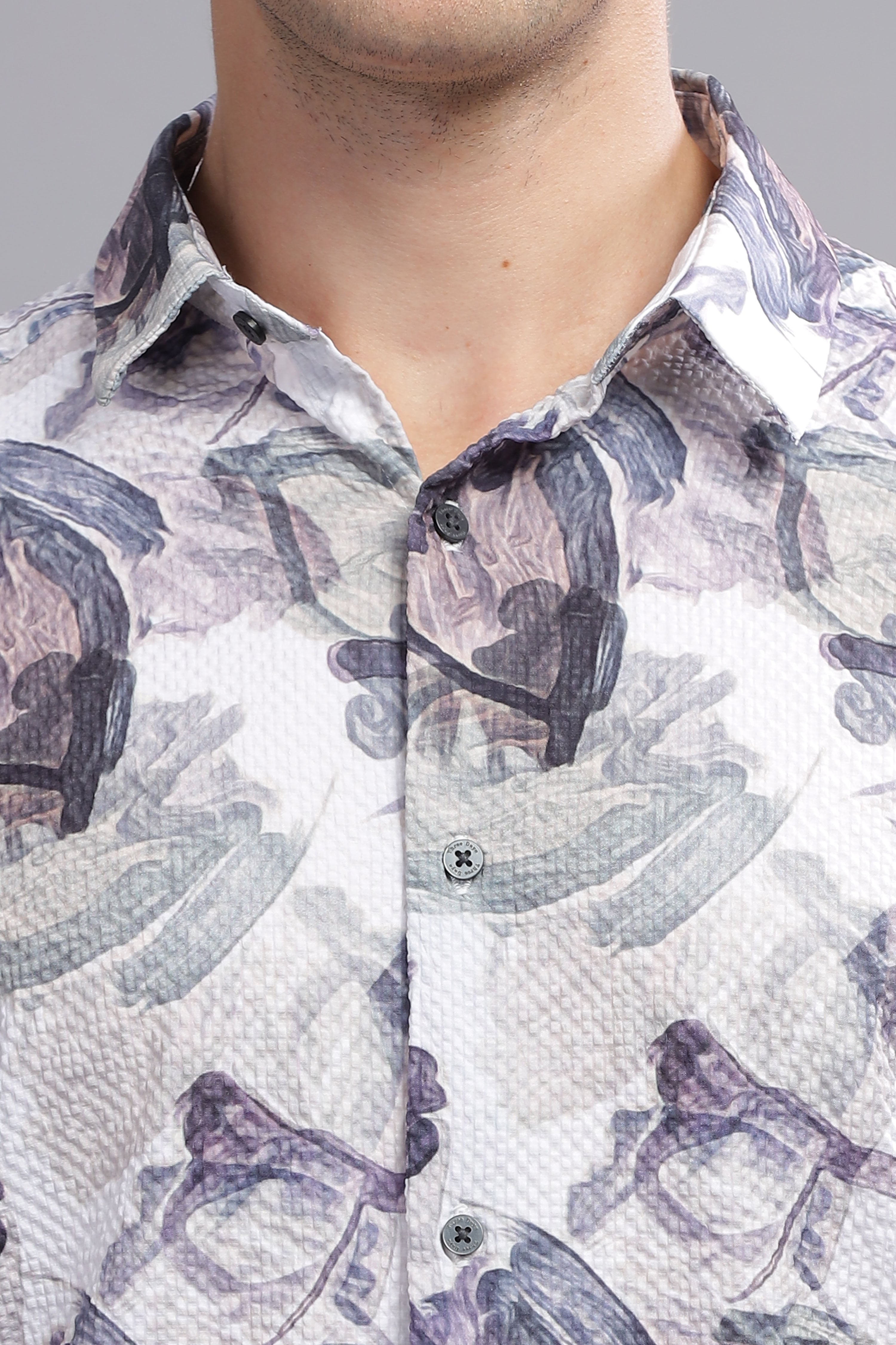 Elemental Abstract Print Textured Shirt