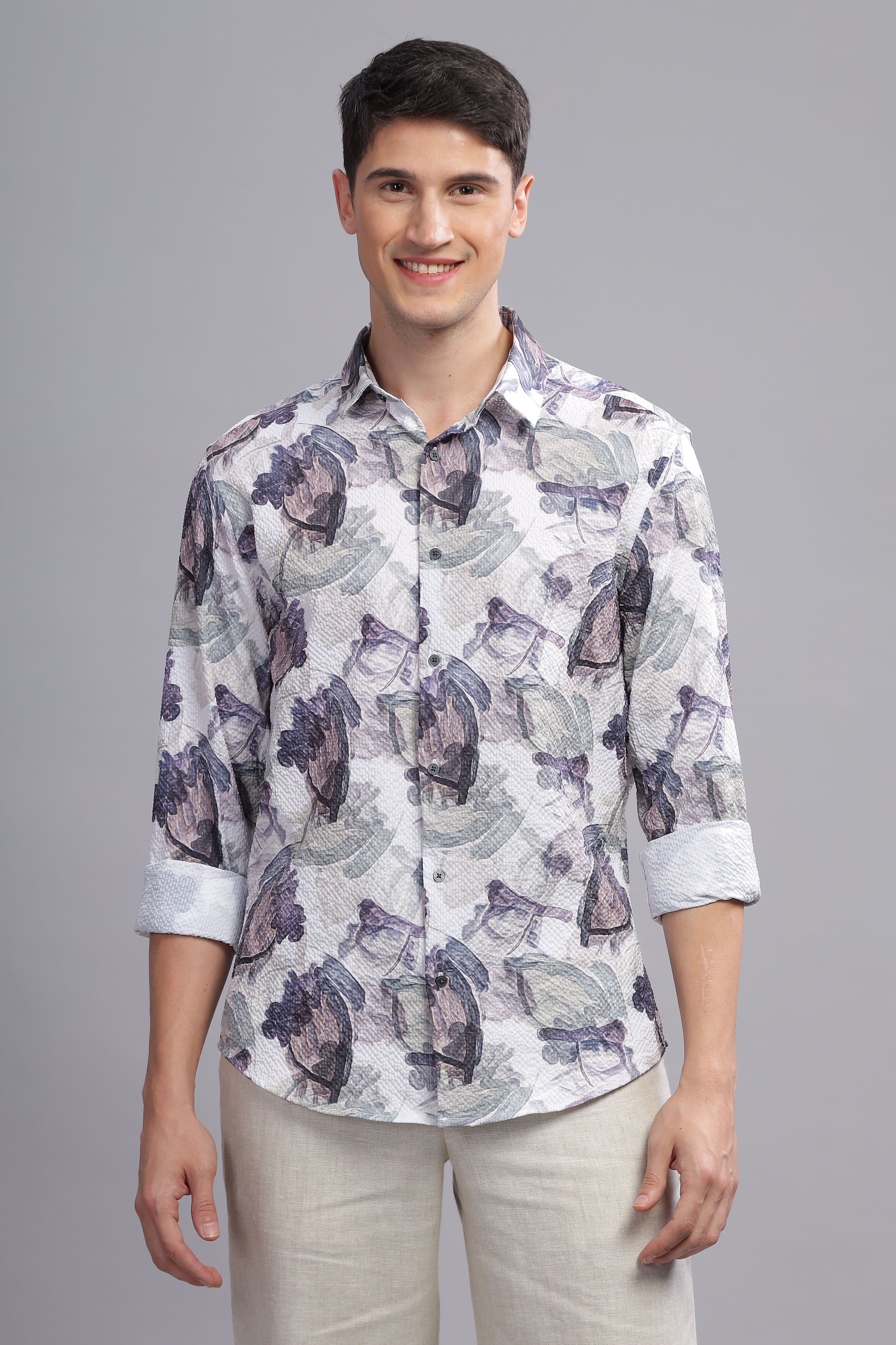 Elemental Abstract Print Textured Shirt