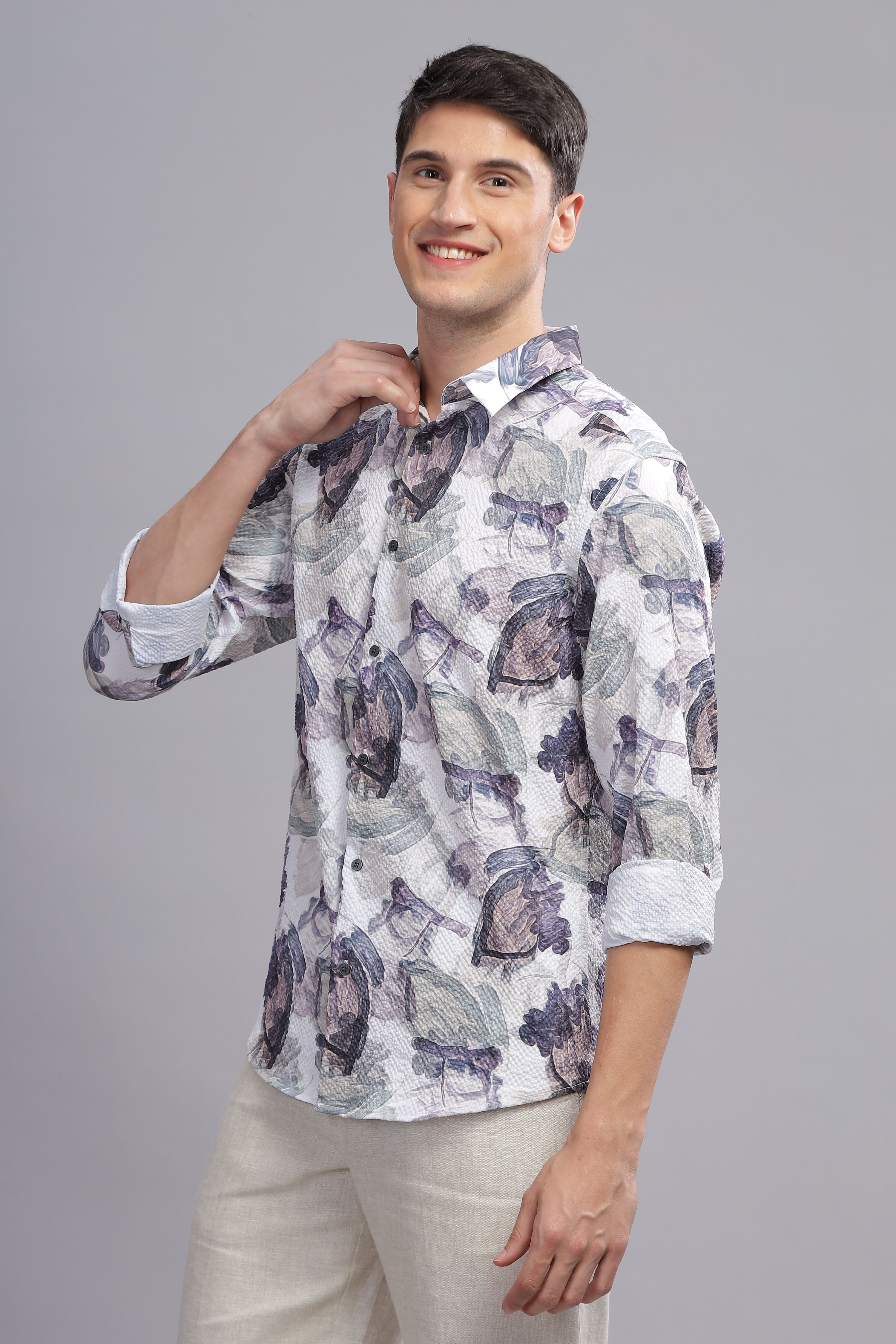 Elemental Abstract Print Textured Shirt