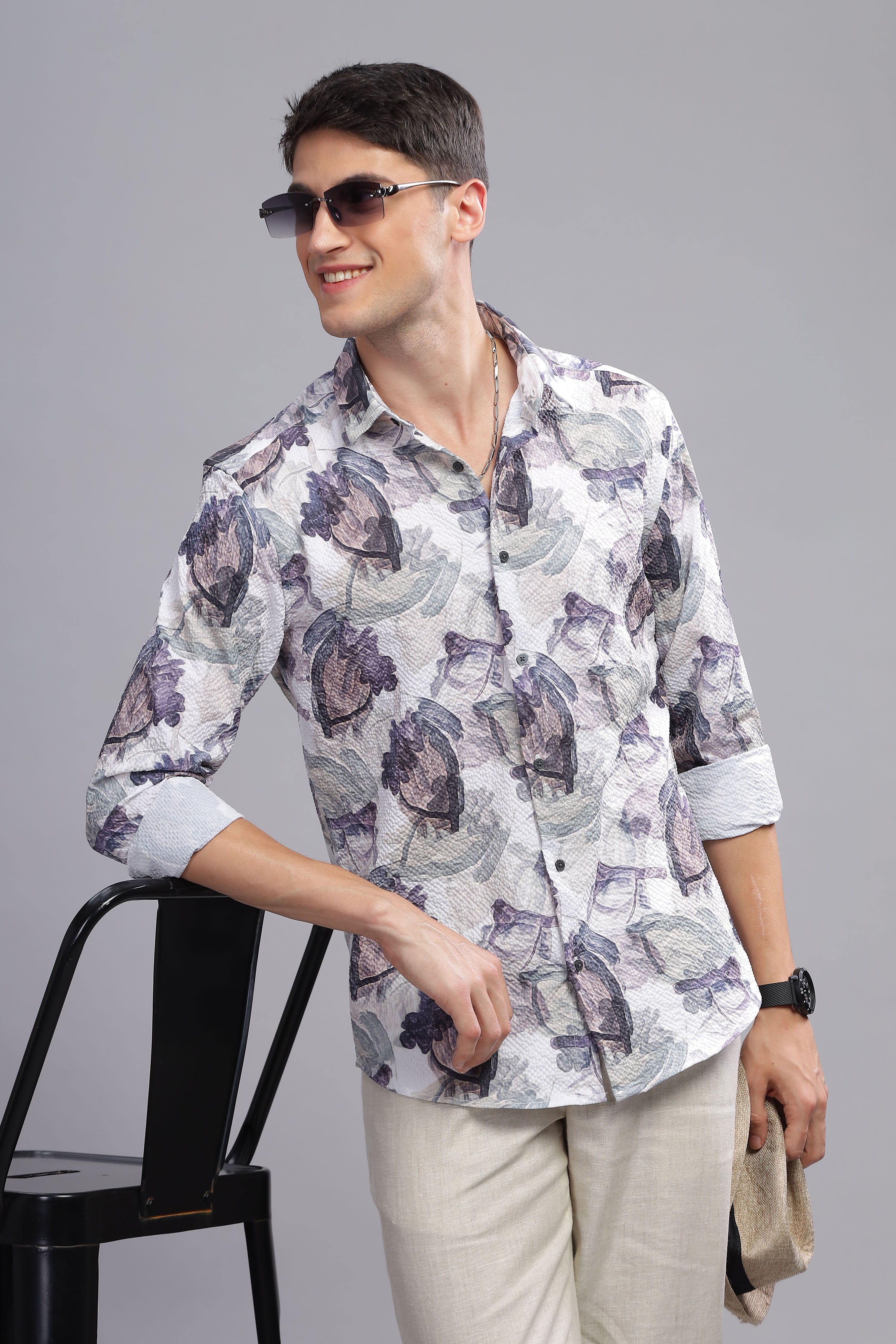 Elemental Abstract Print Textured Shirt