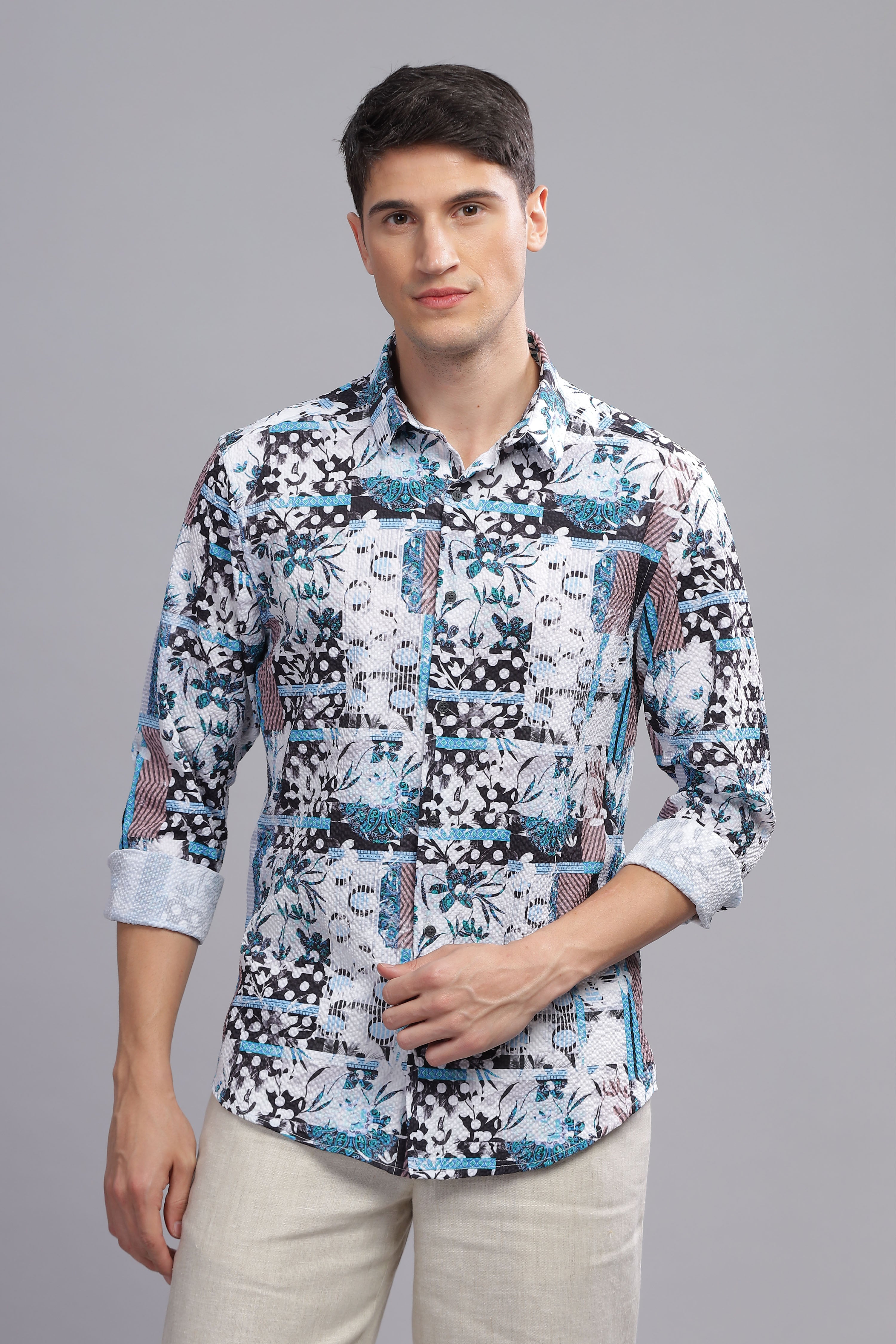 Splatter Textued weave shirt