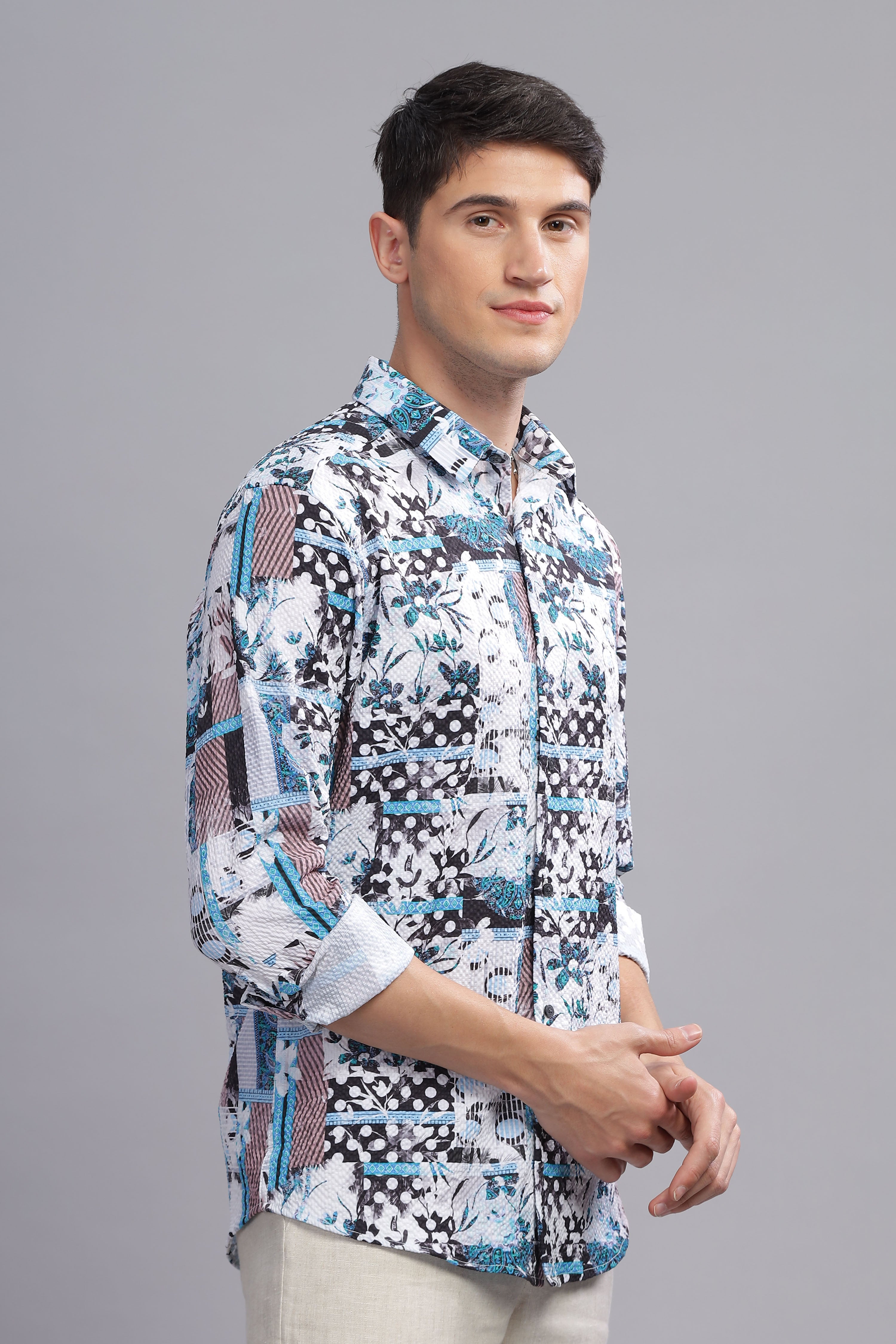 Splatter Textued weave shirt