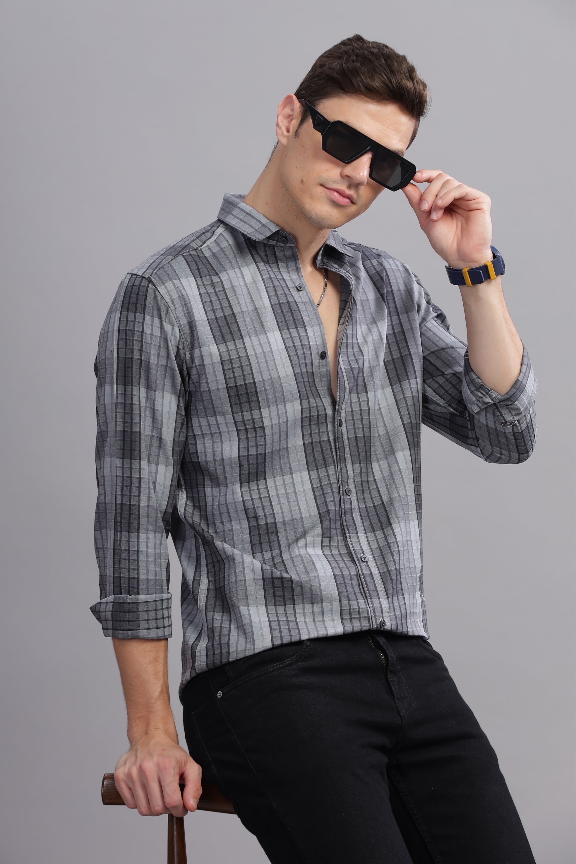 Grid craft Checkered Long Sleeve Shirt