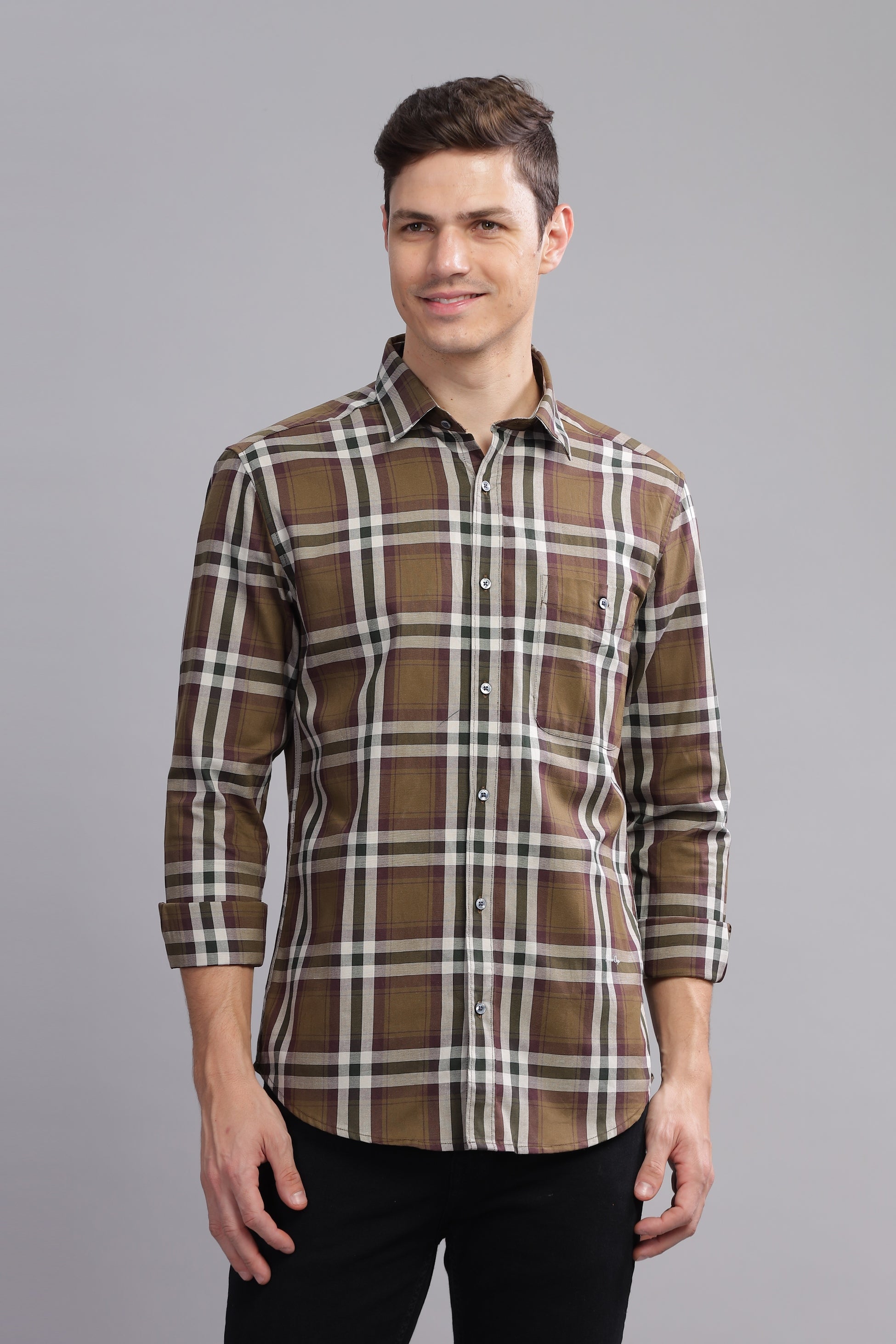 City Grid Checkered Long Sleeve Shirt