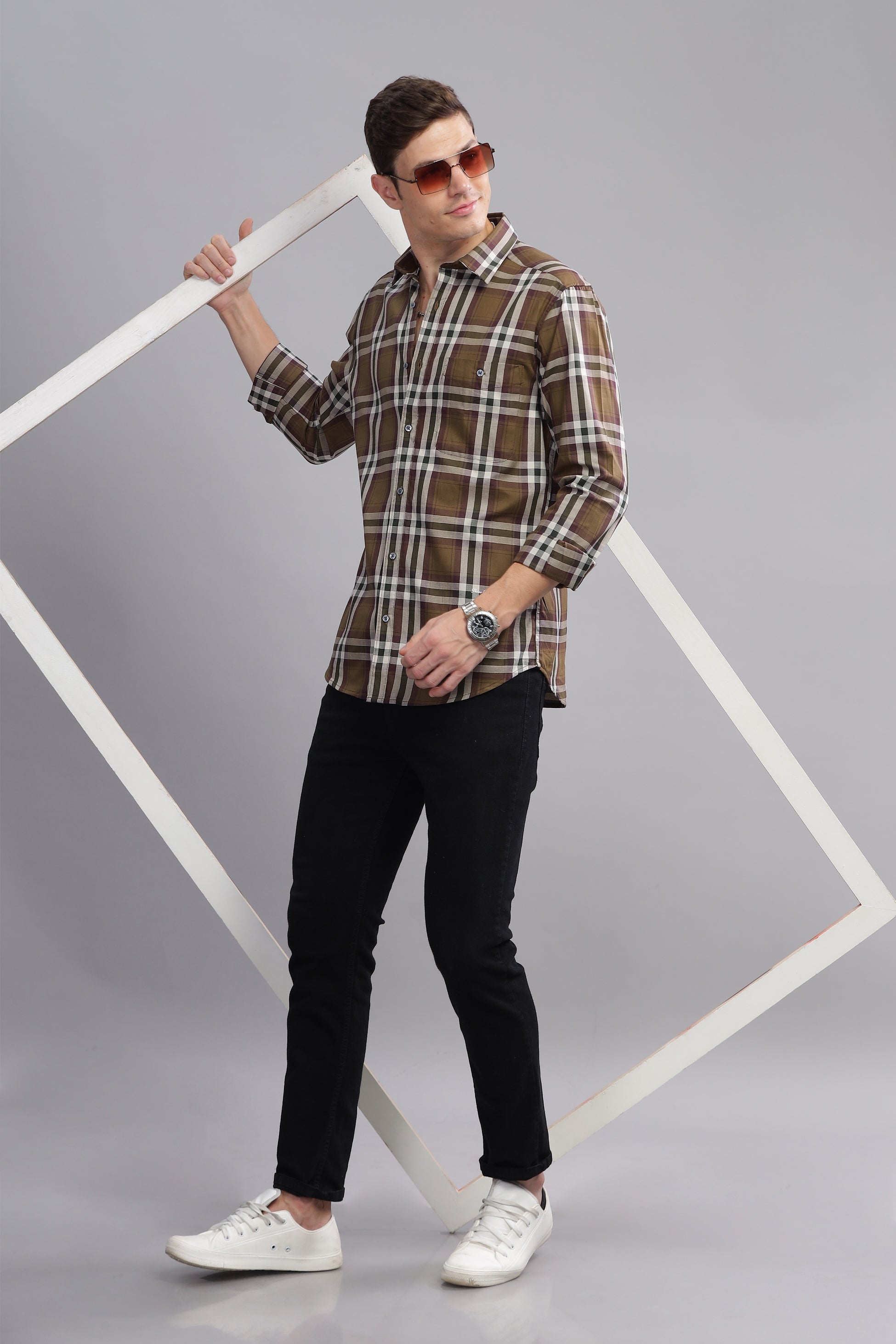 City Grid Checkered Long Sleeve Shirt