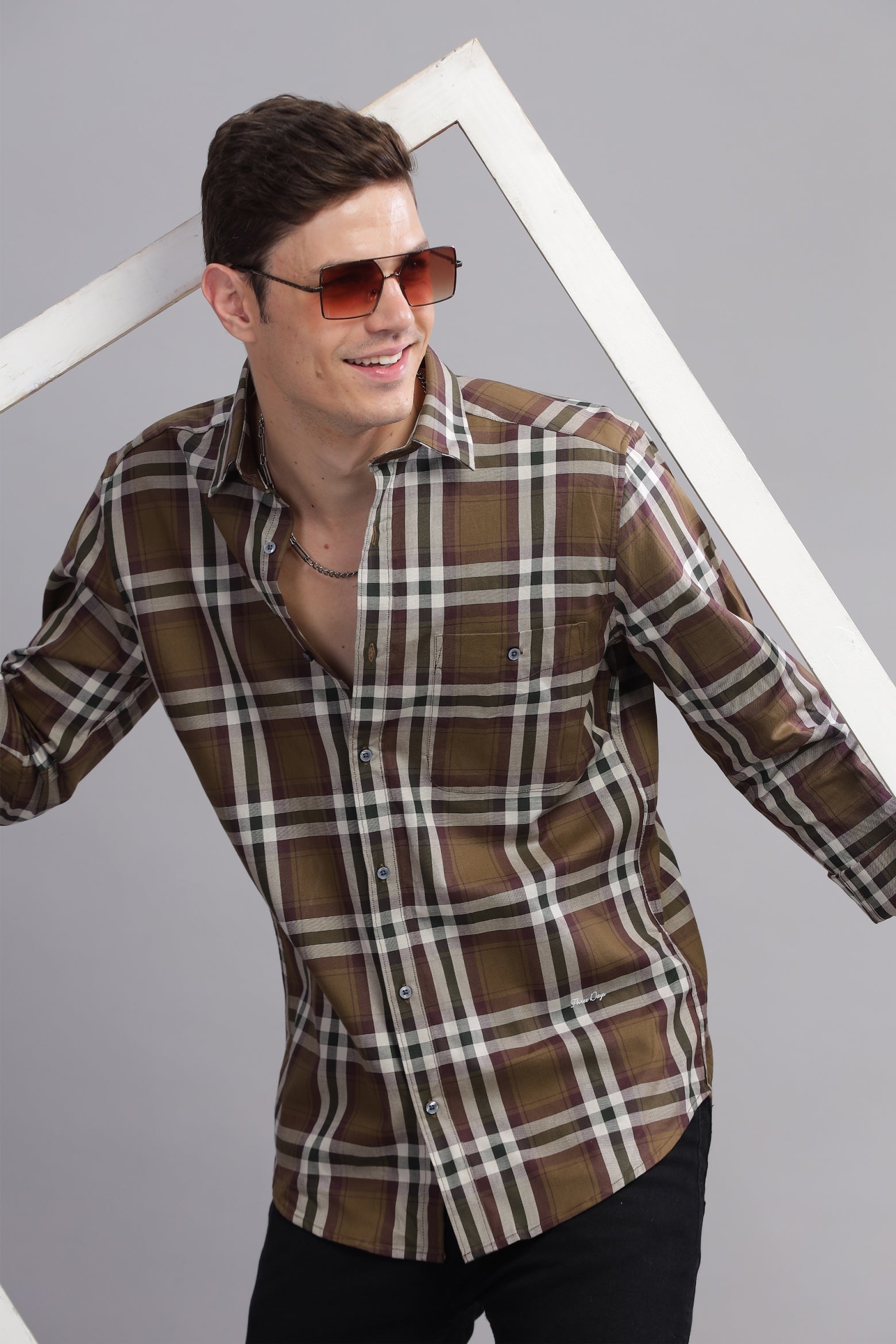 City Grid Checkered Long Sleeve Shirt