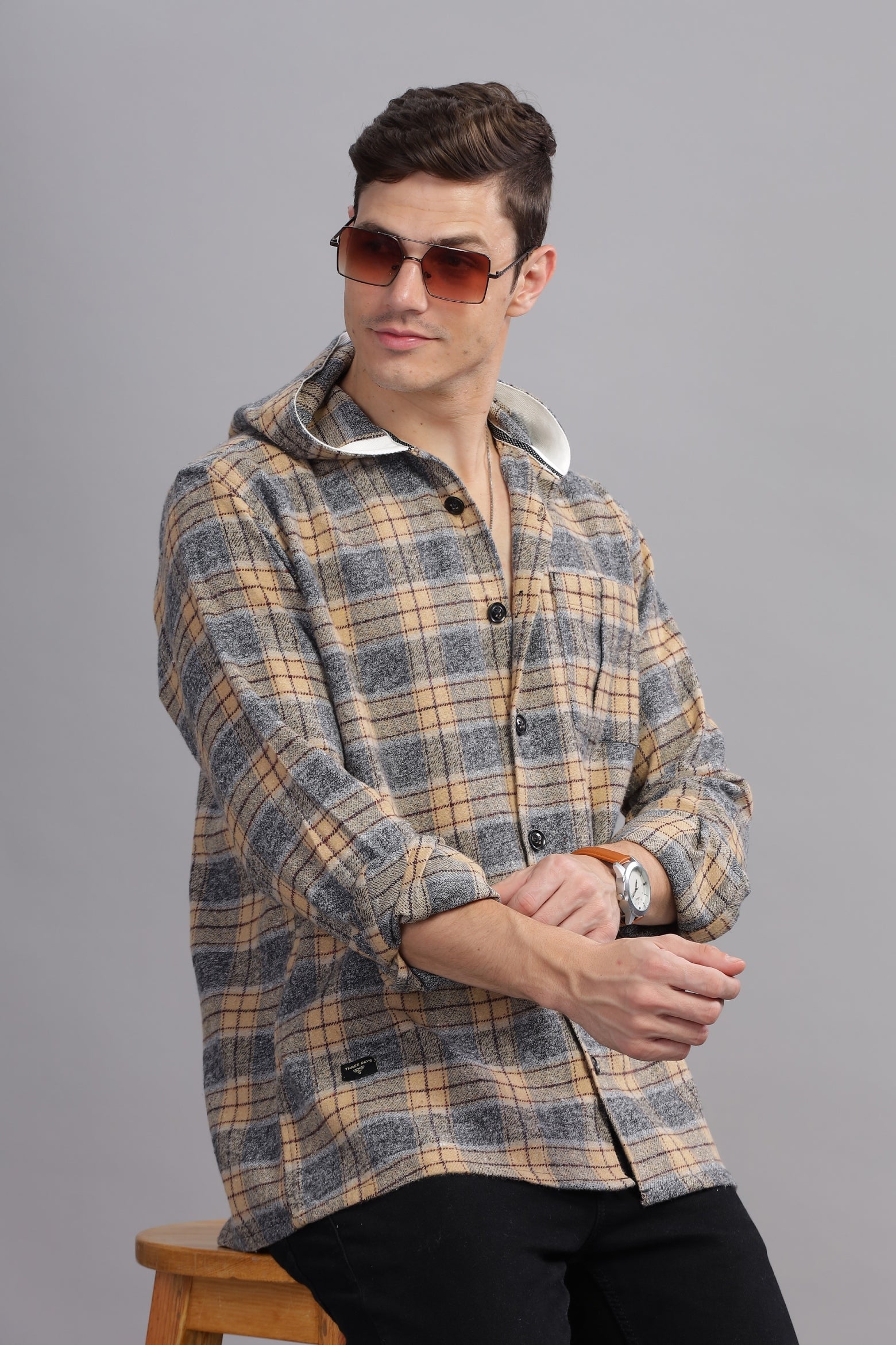 Dapper Brushed Paid Hoody Shirt