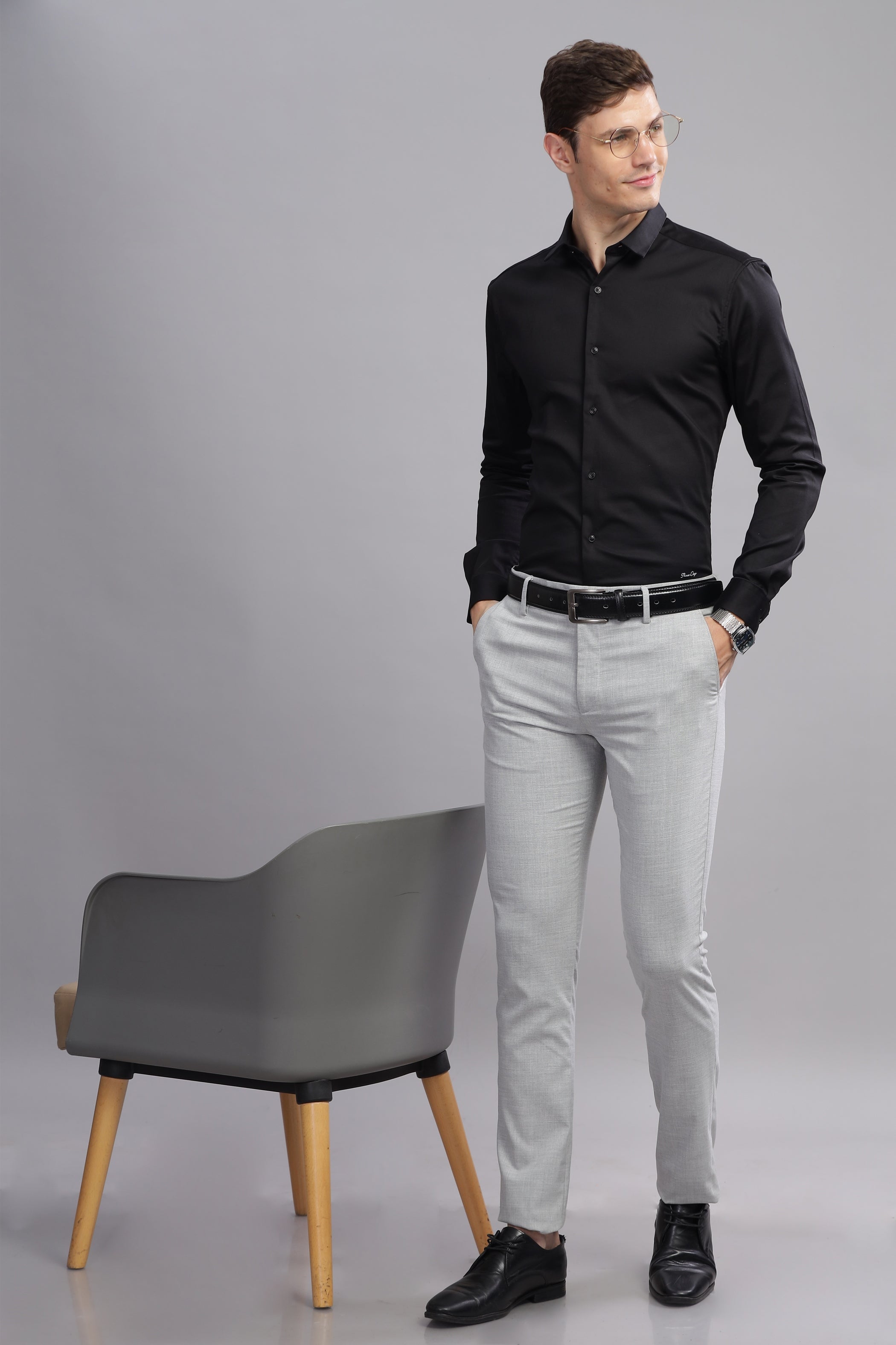 Prestige Plain Solid Long Sleeves Shirt