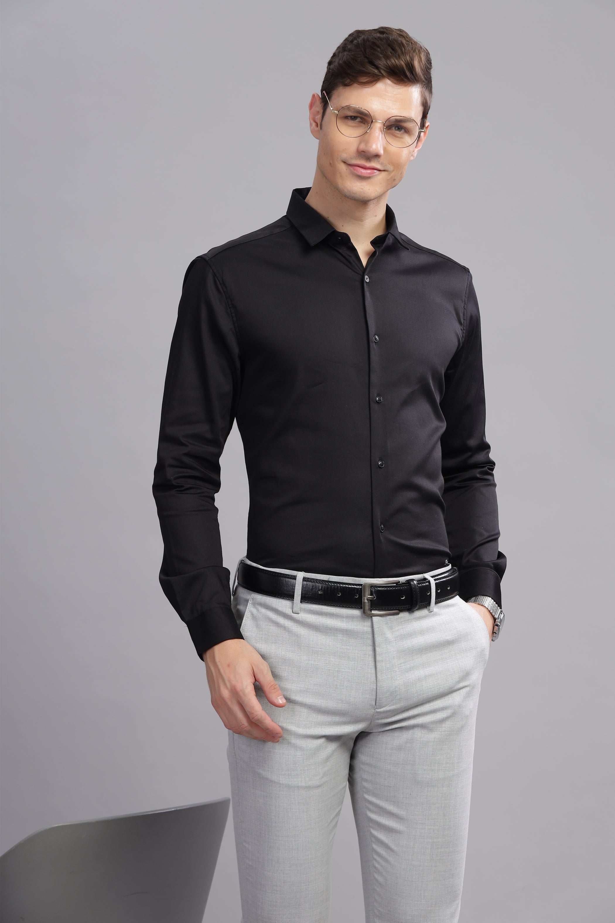 Prestige Plain Solid Long Sleeves Shirt