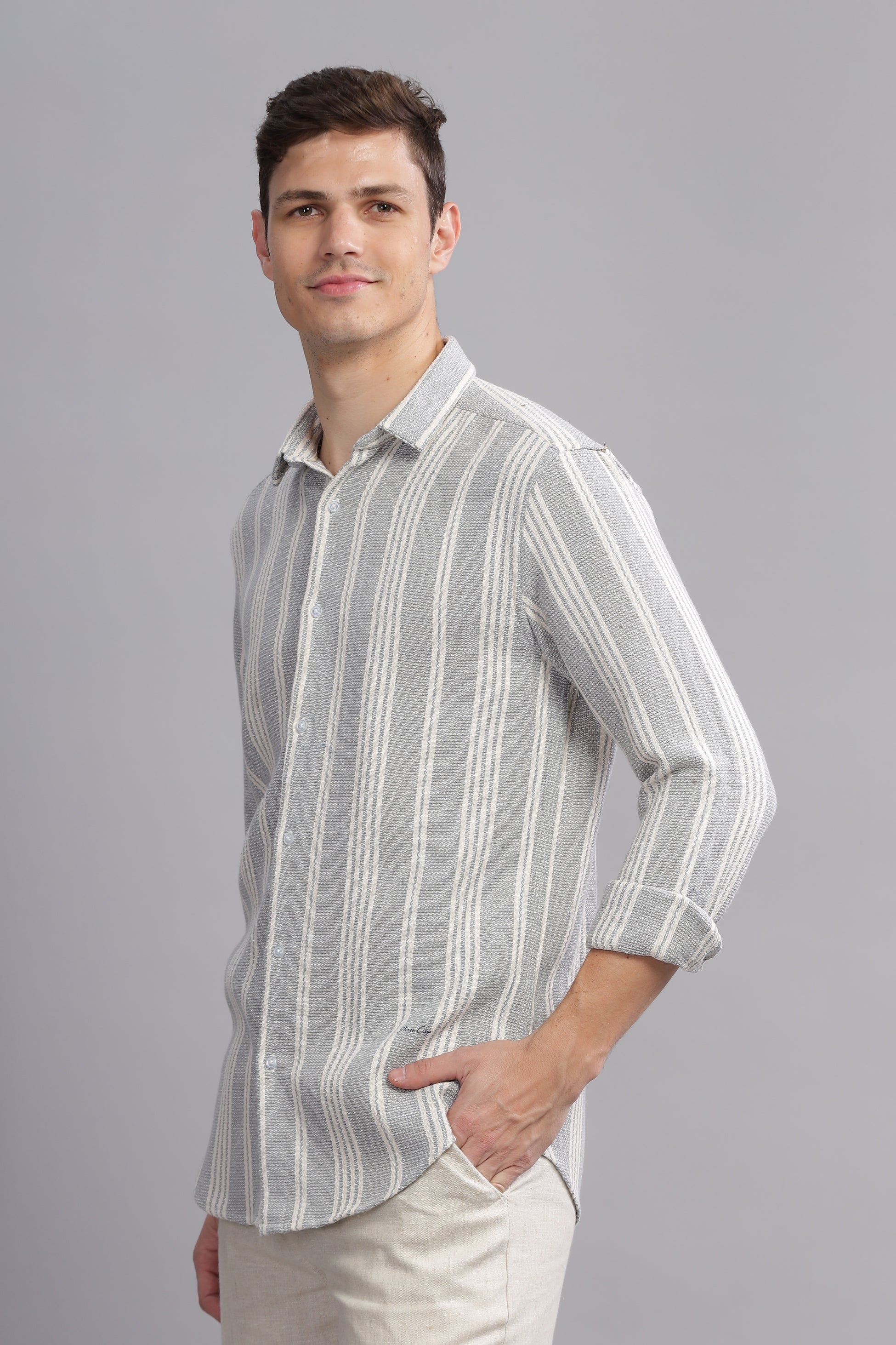 Refined Ripple Textured Blended Shirt