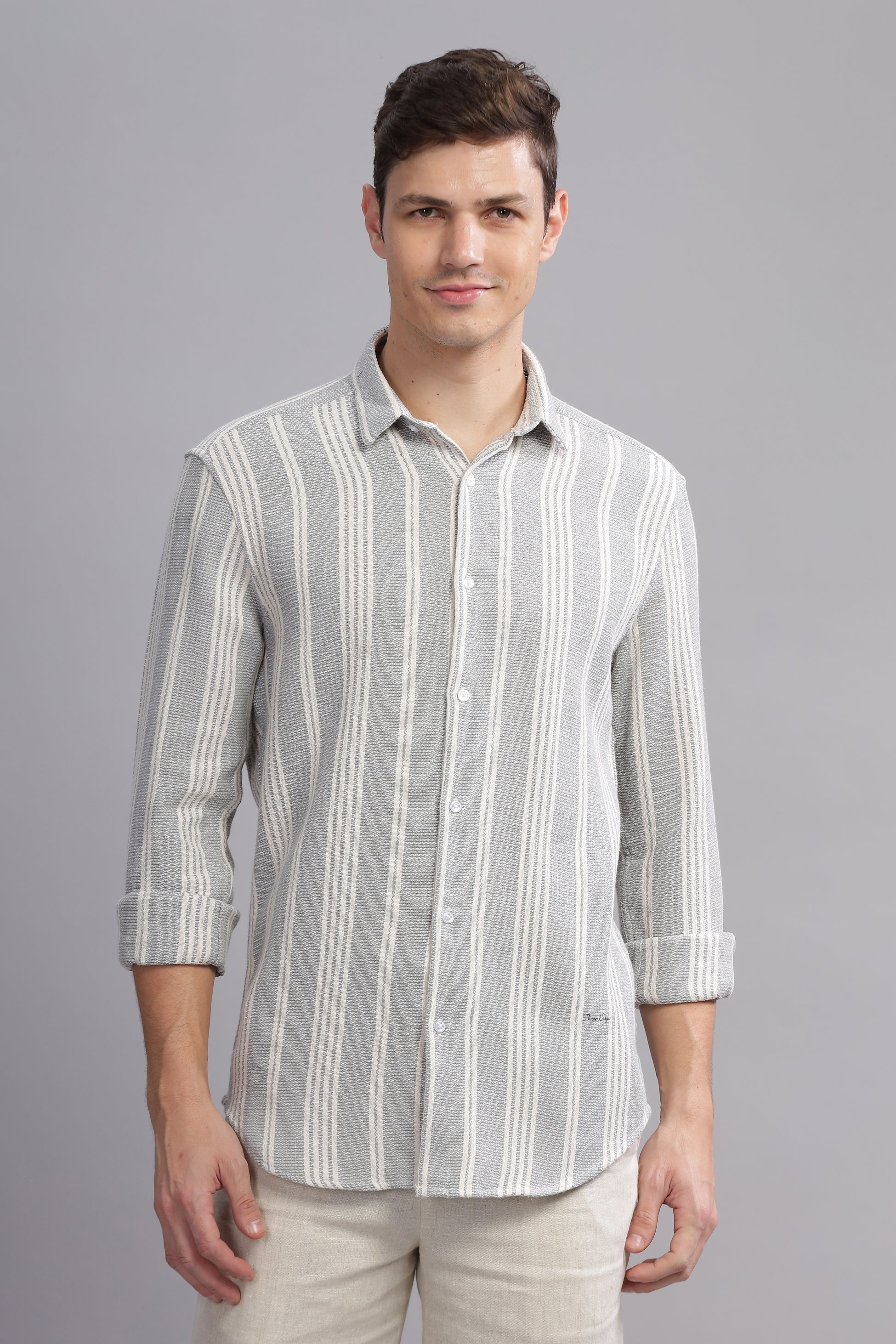 Refined Ripple Textured Blended Shirt