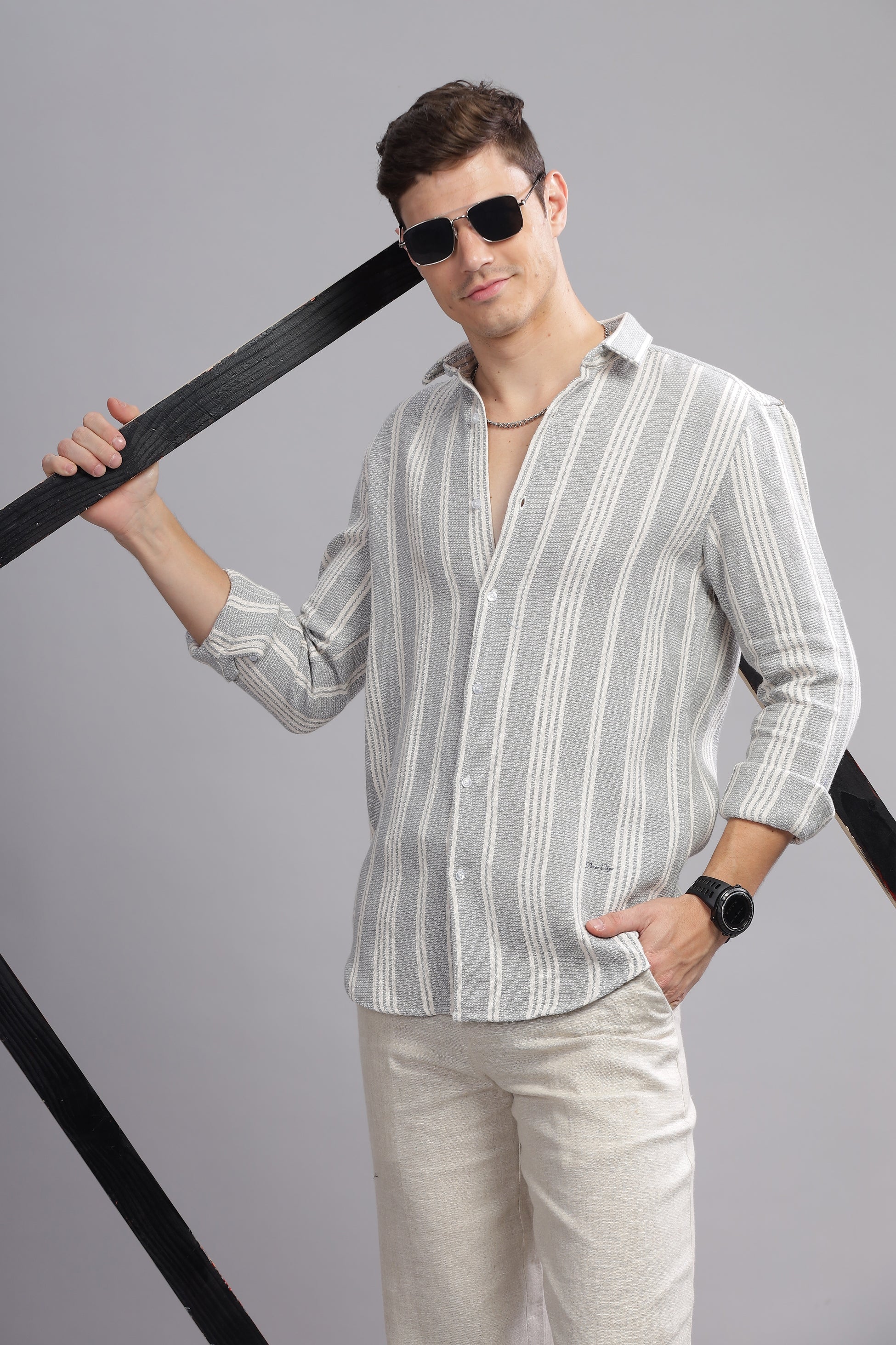 Refined Ripple Textured Blended Shirt