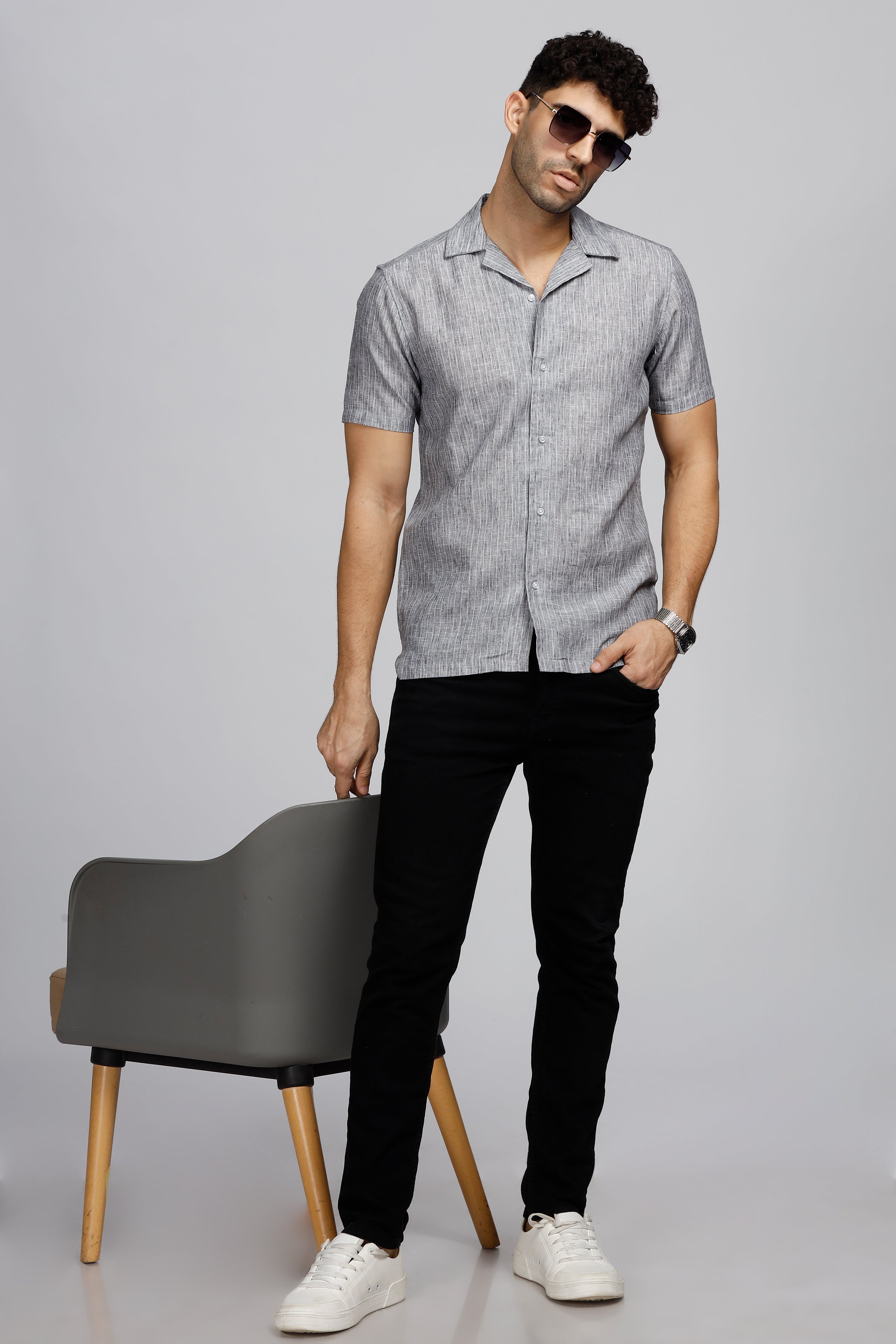 Pure Essence Solid Linen Shirt