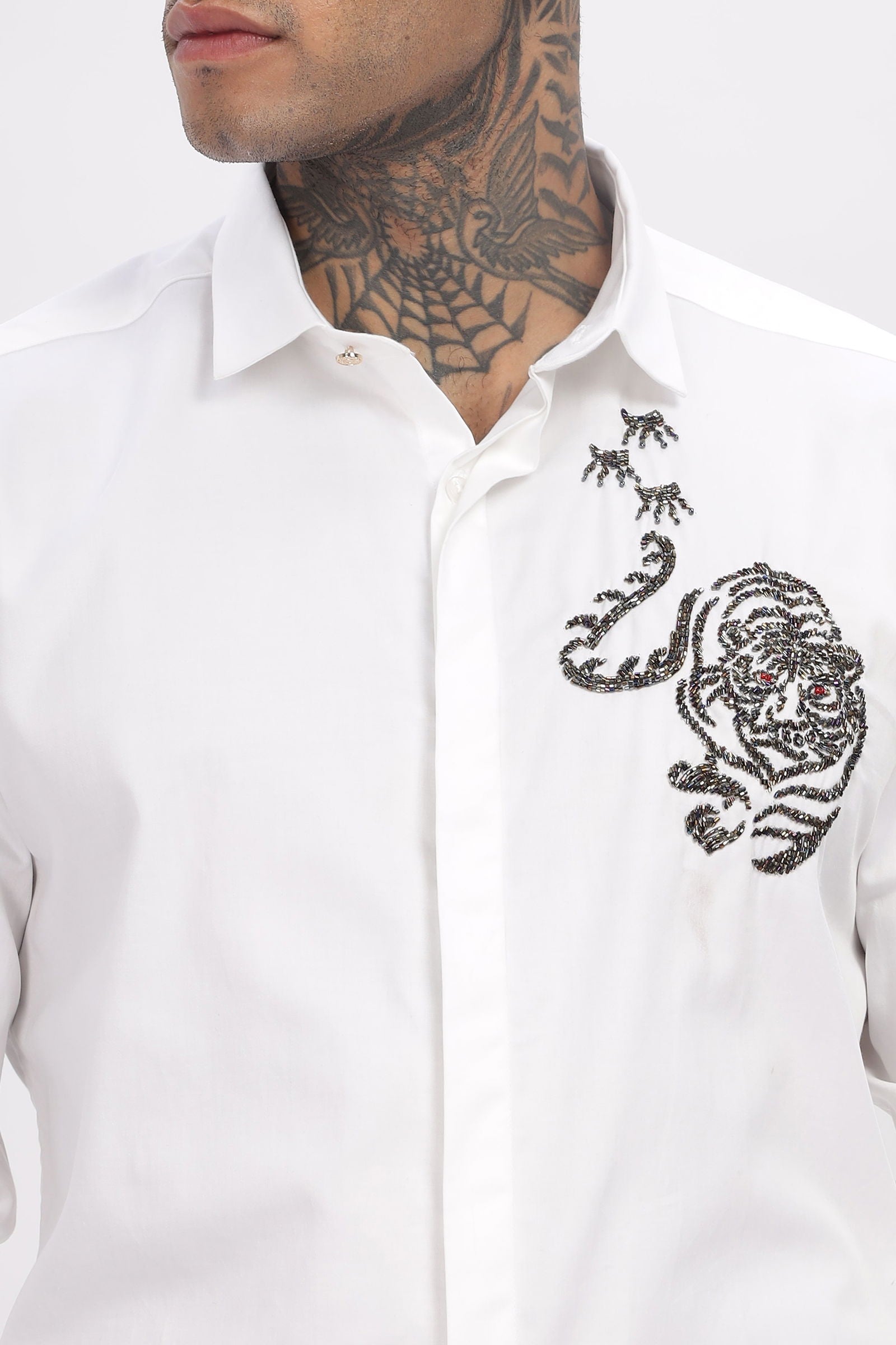 Artisan Beaded Embroidered White Shirt - Three Days