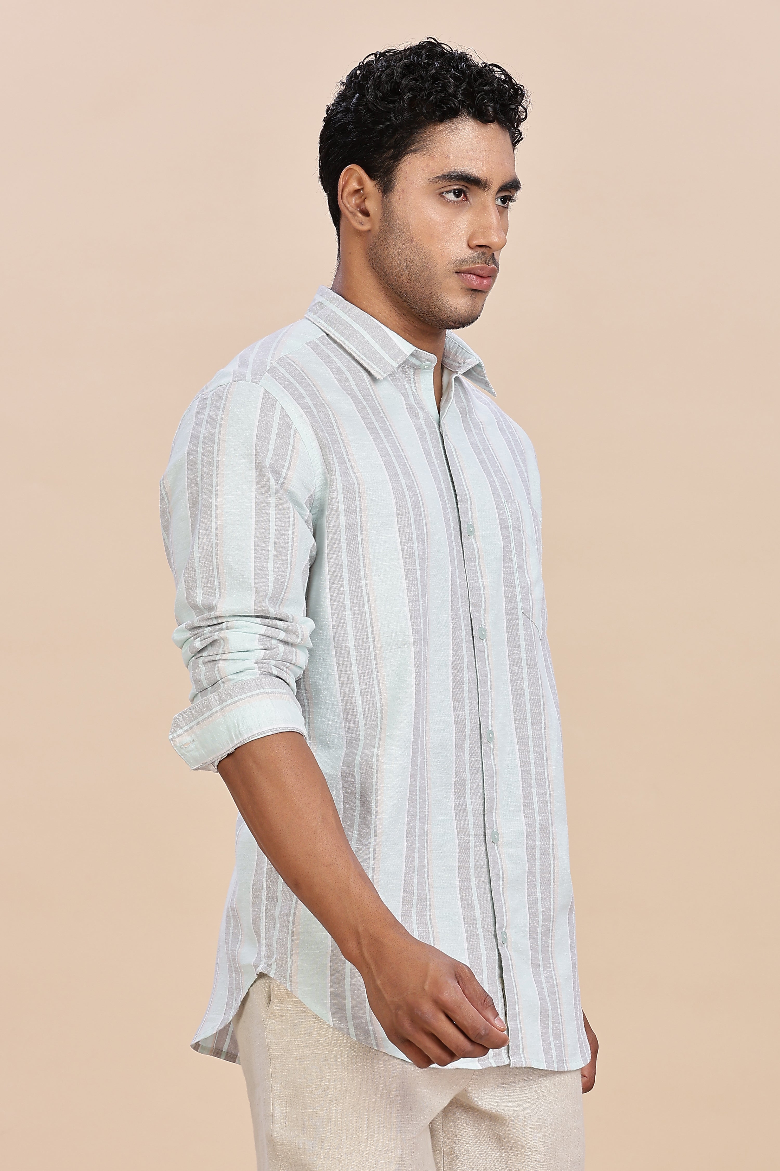 Linen Striped Blue Shirt