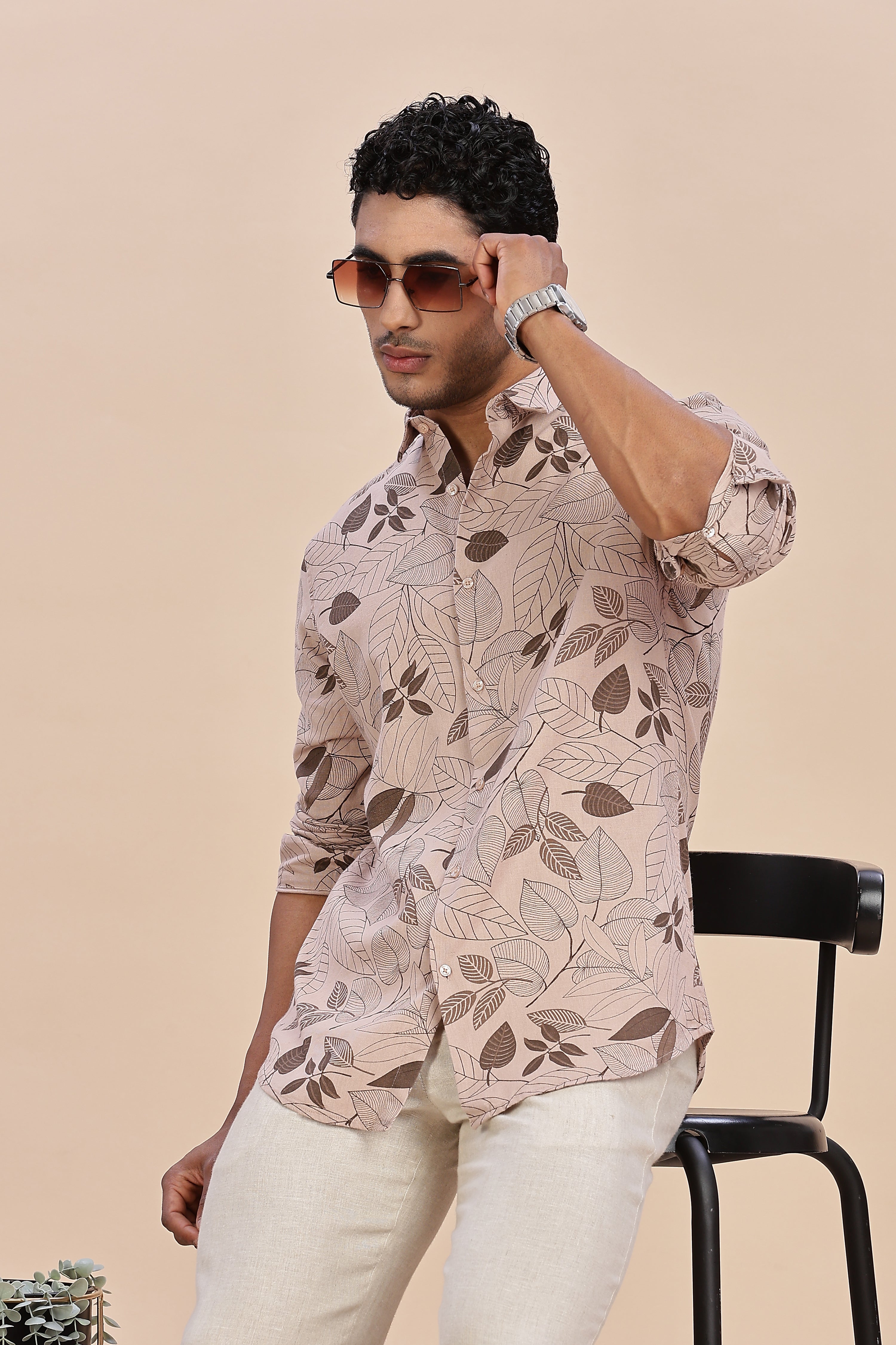 Printed Linen Botanical Shirt