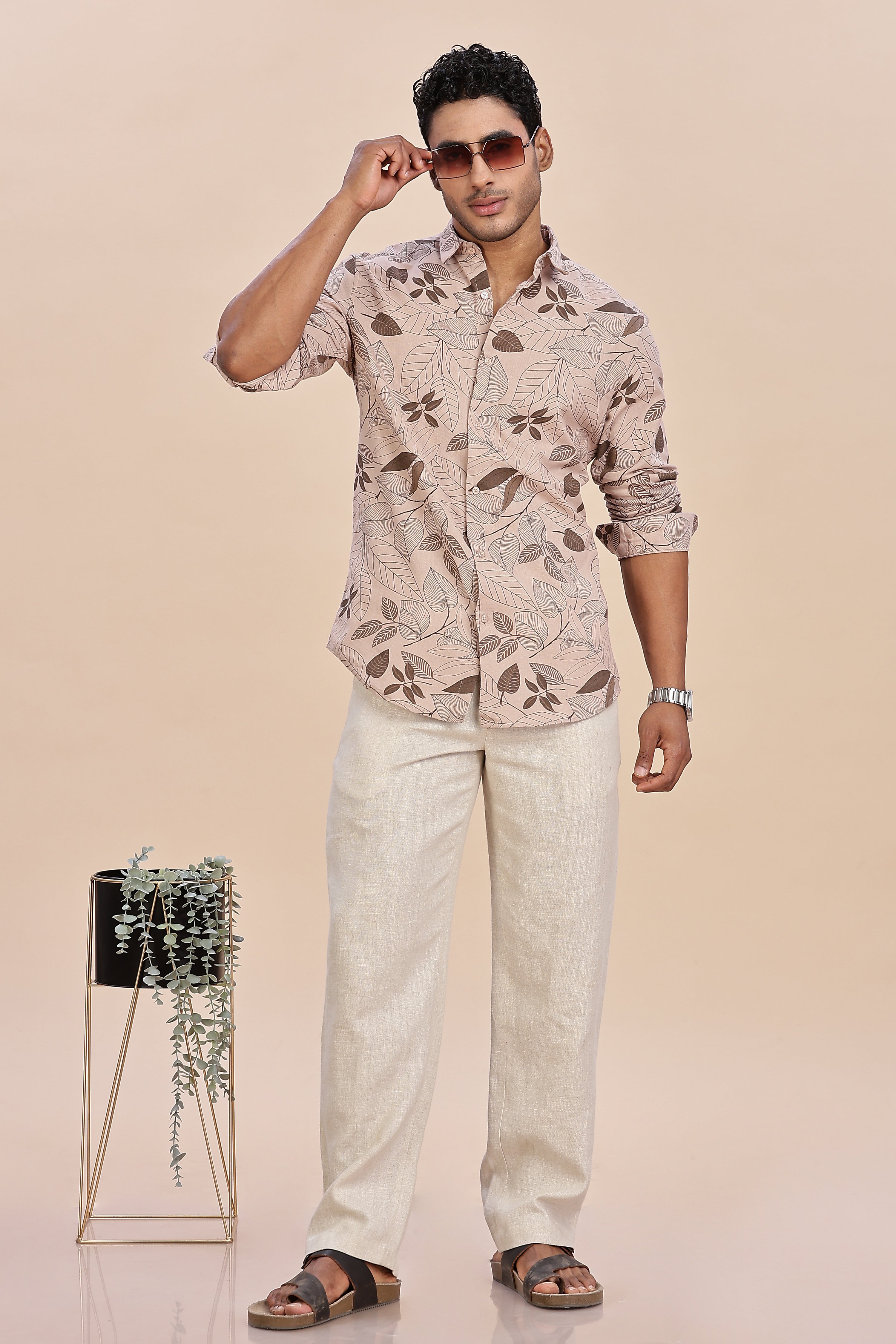 Printed Linen Botanical Shirt