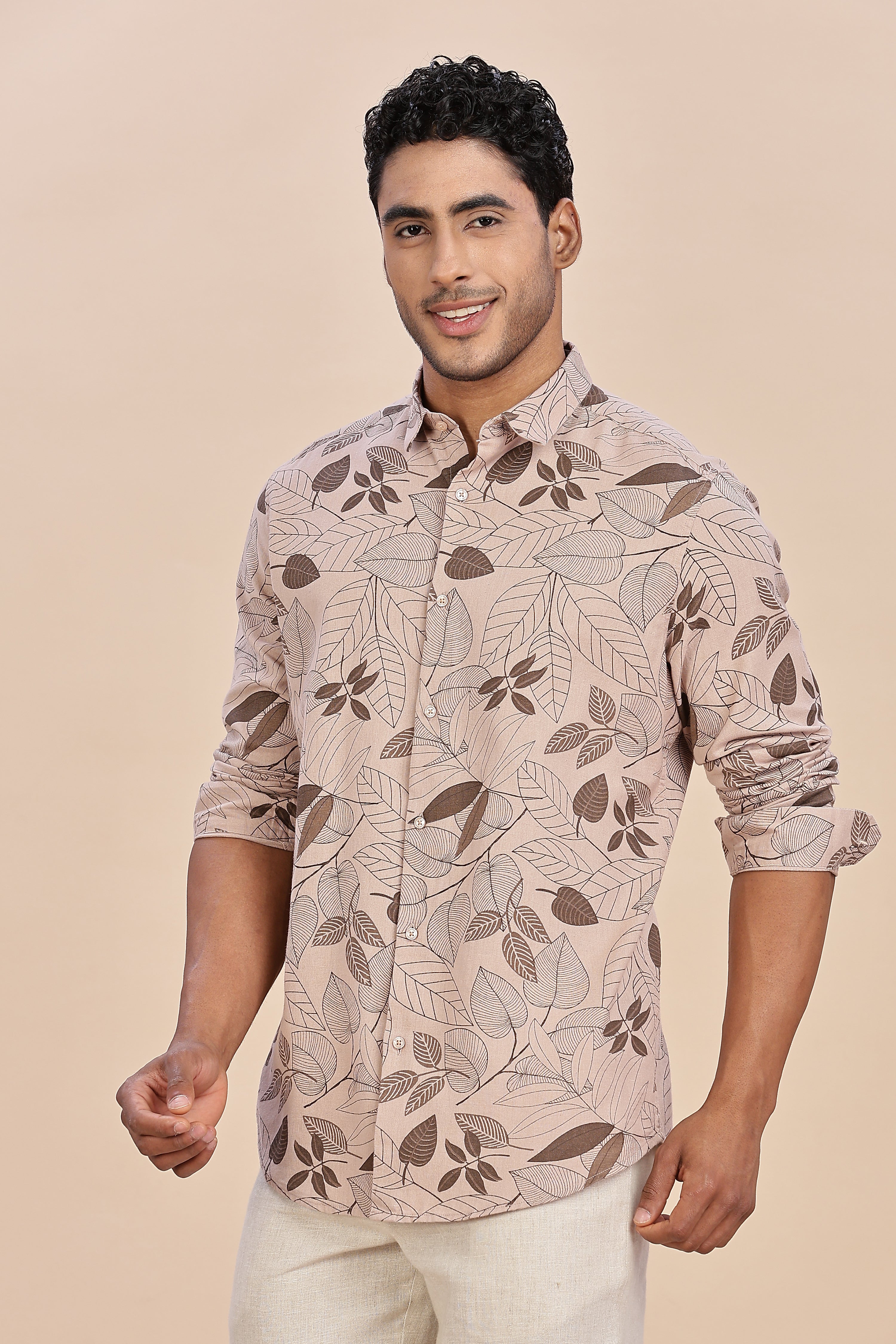 Printed Linen Botanical Shirt