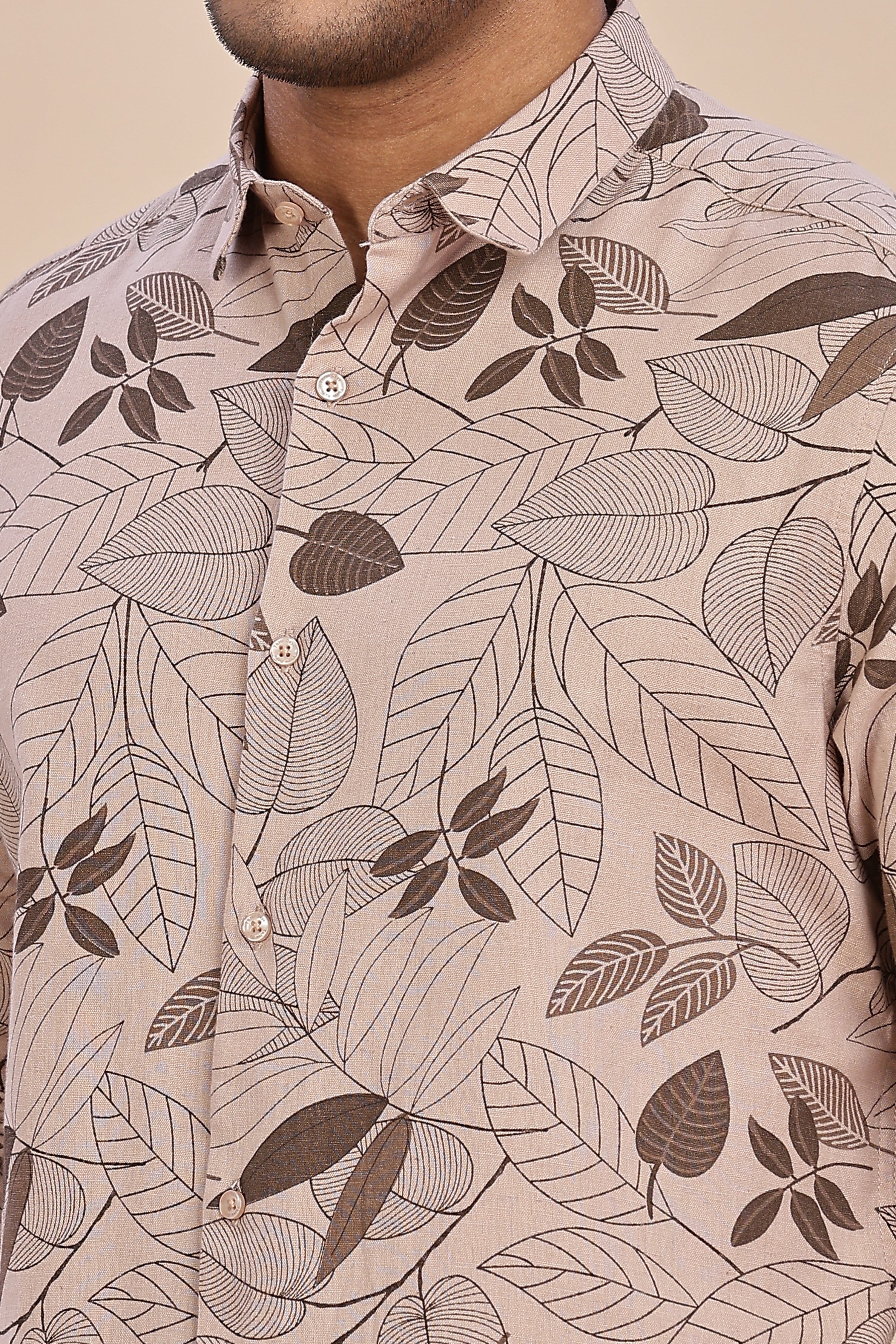 Printed Linen Botanical Shirt