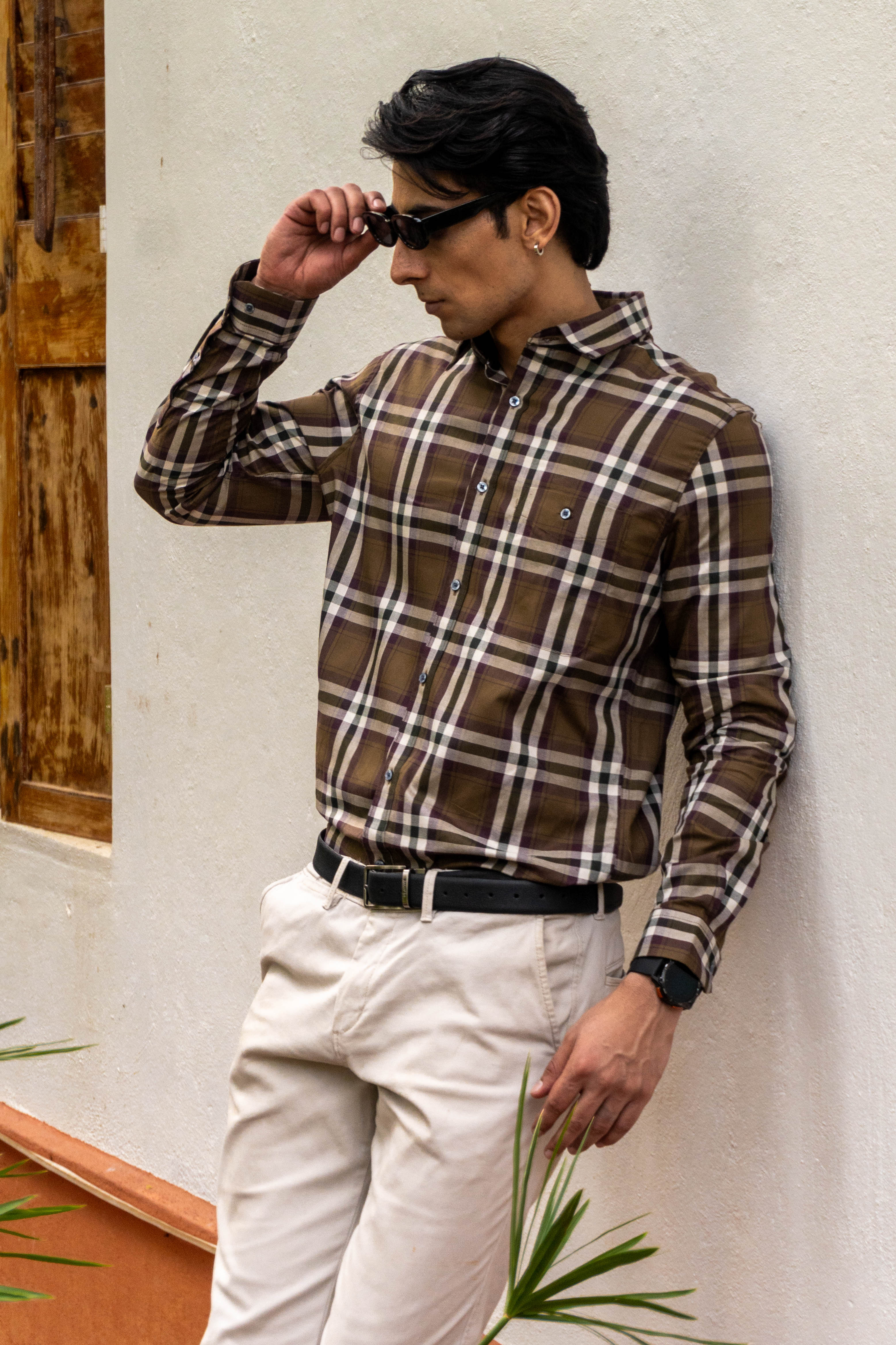 City Grid Checkered Long Sleeve Shirt