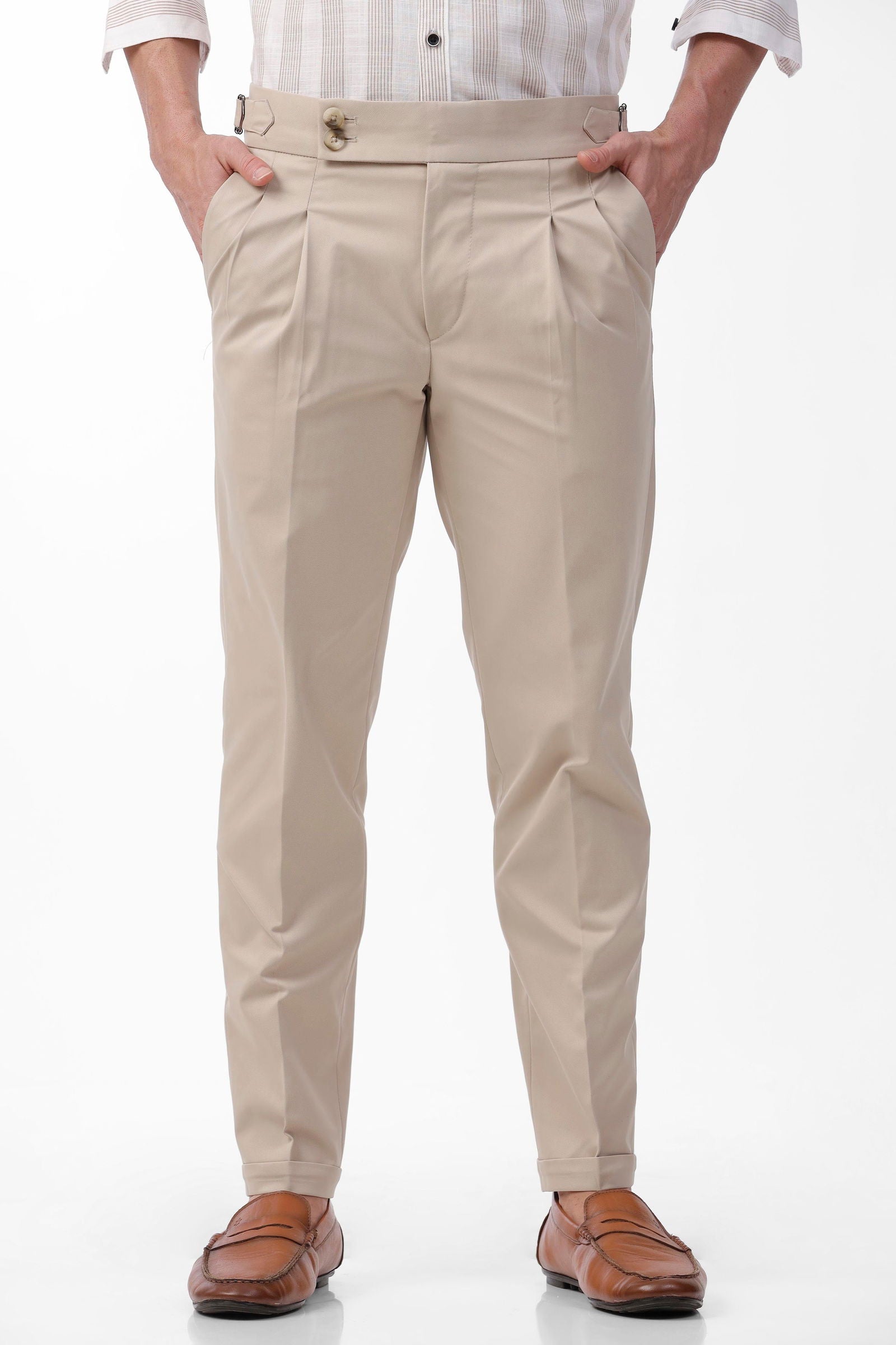 Korean Ankle Fit Beige Trouser - Three Days