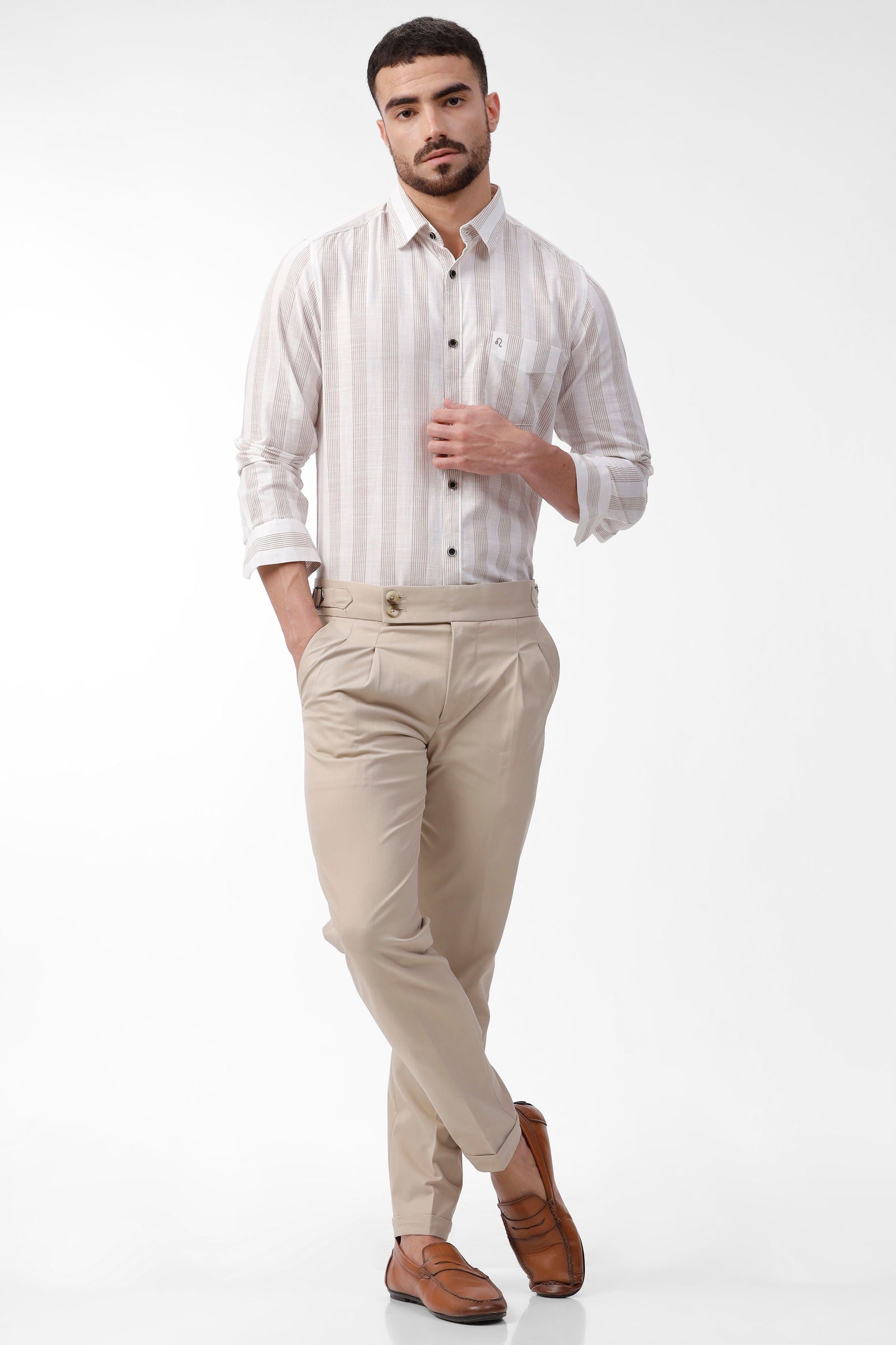 Korean Ankle Fit Beige Trouser - Three Days