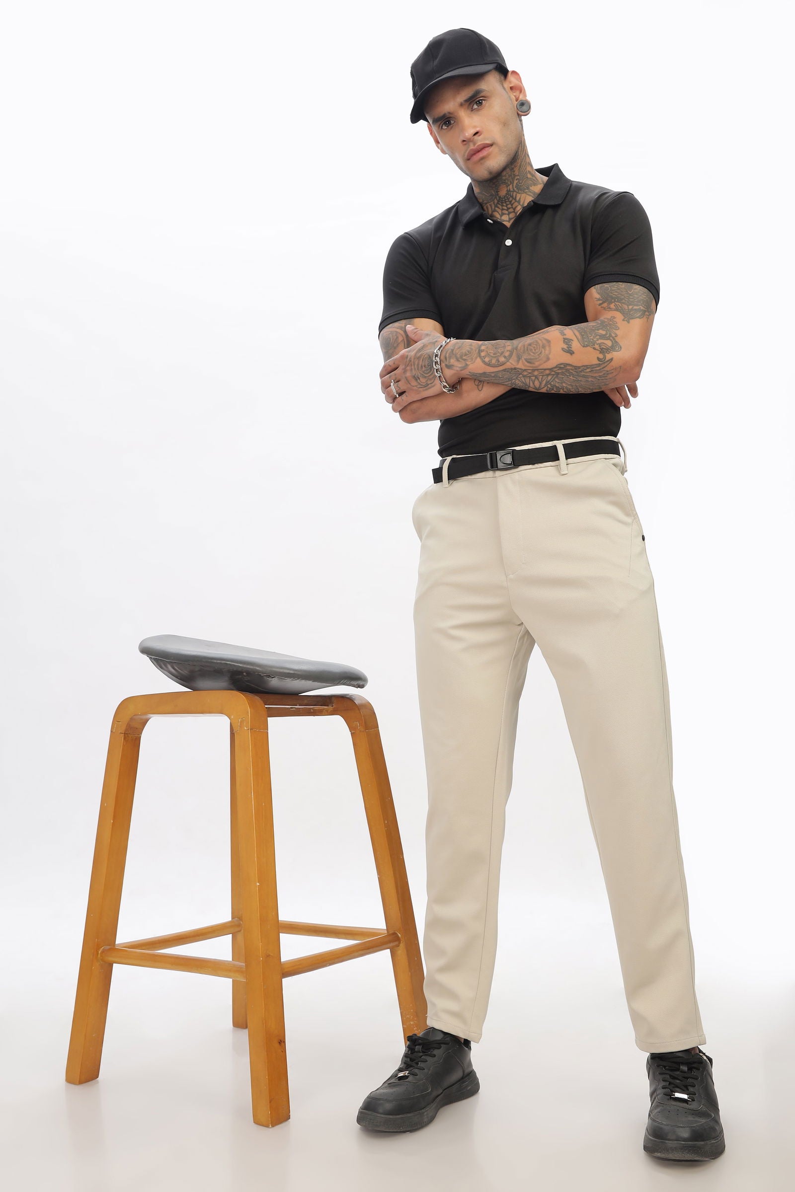 Power Stretch Beige Trouser - Three Days