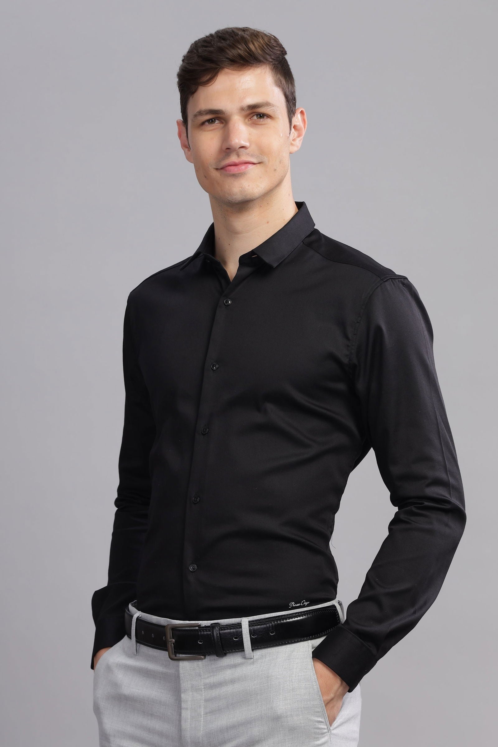 Prestige Plain Solid Long Sleeves Shirt - Three Days