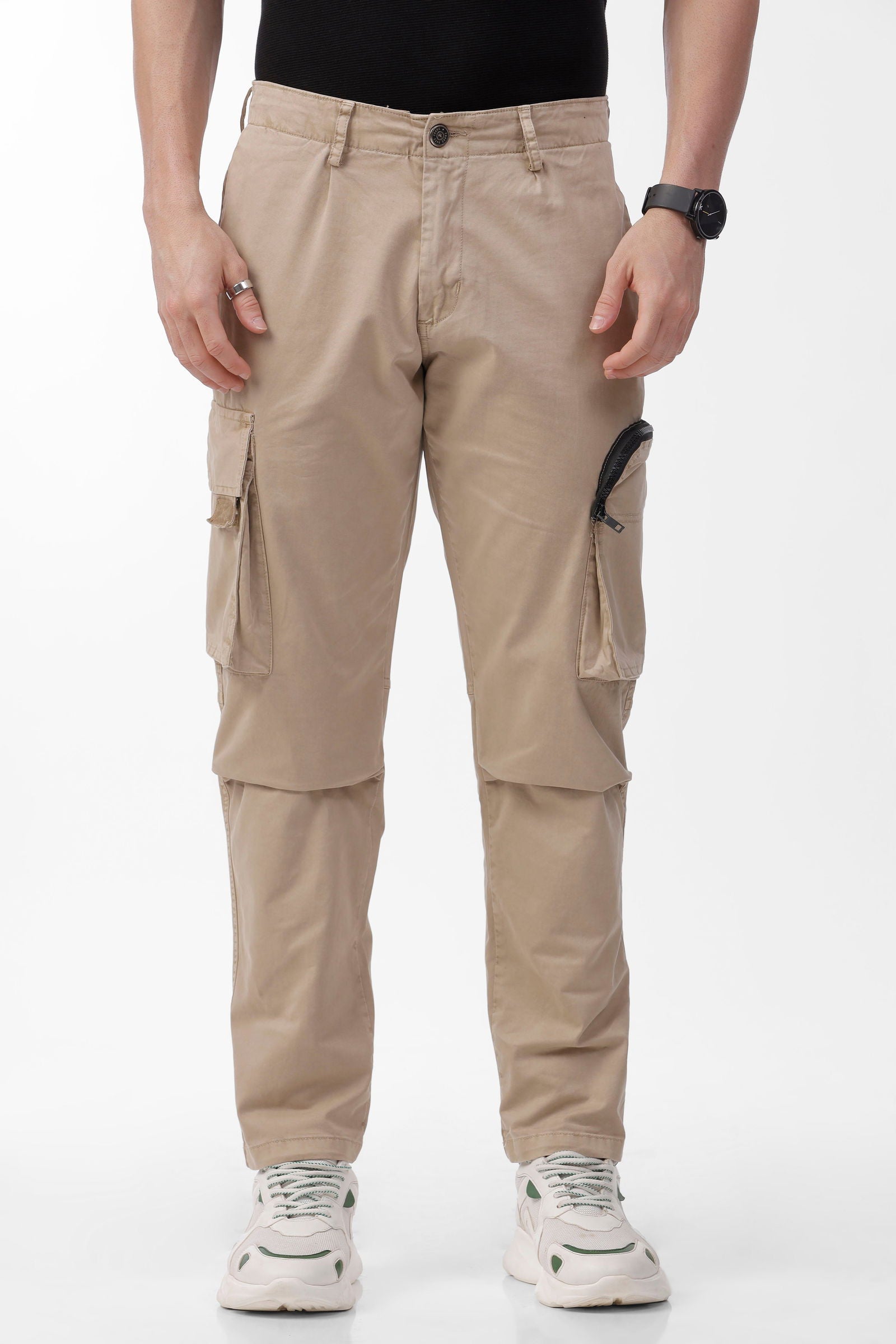 Relaxed Ankle Fit Beige Cargo - Three Days